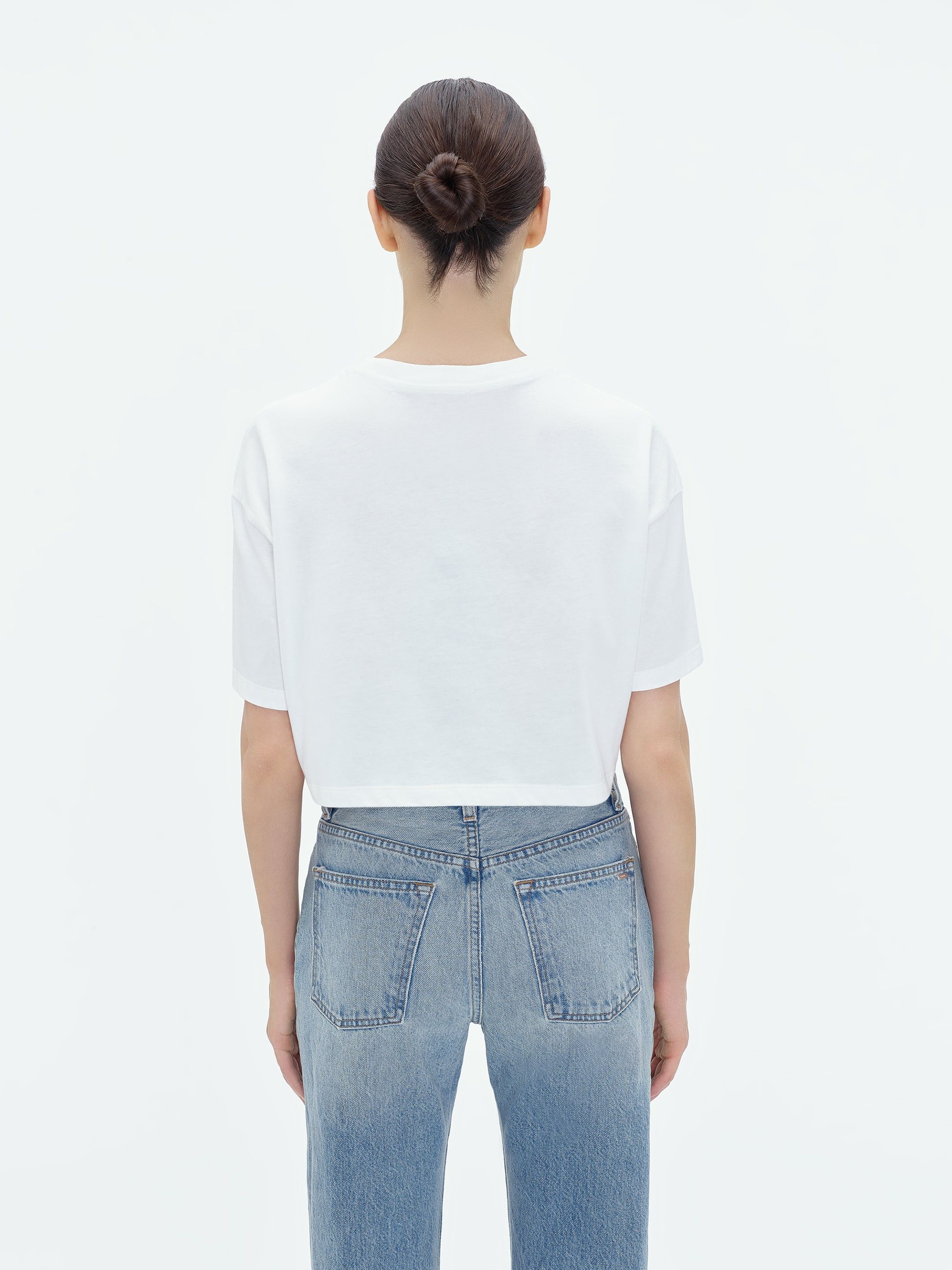 Amiri oc11z0325 Arts District Cropped T-Shirt in White Size XL / US 12-14 / IT 48-50 - 5 Thumbnail