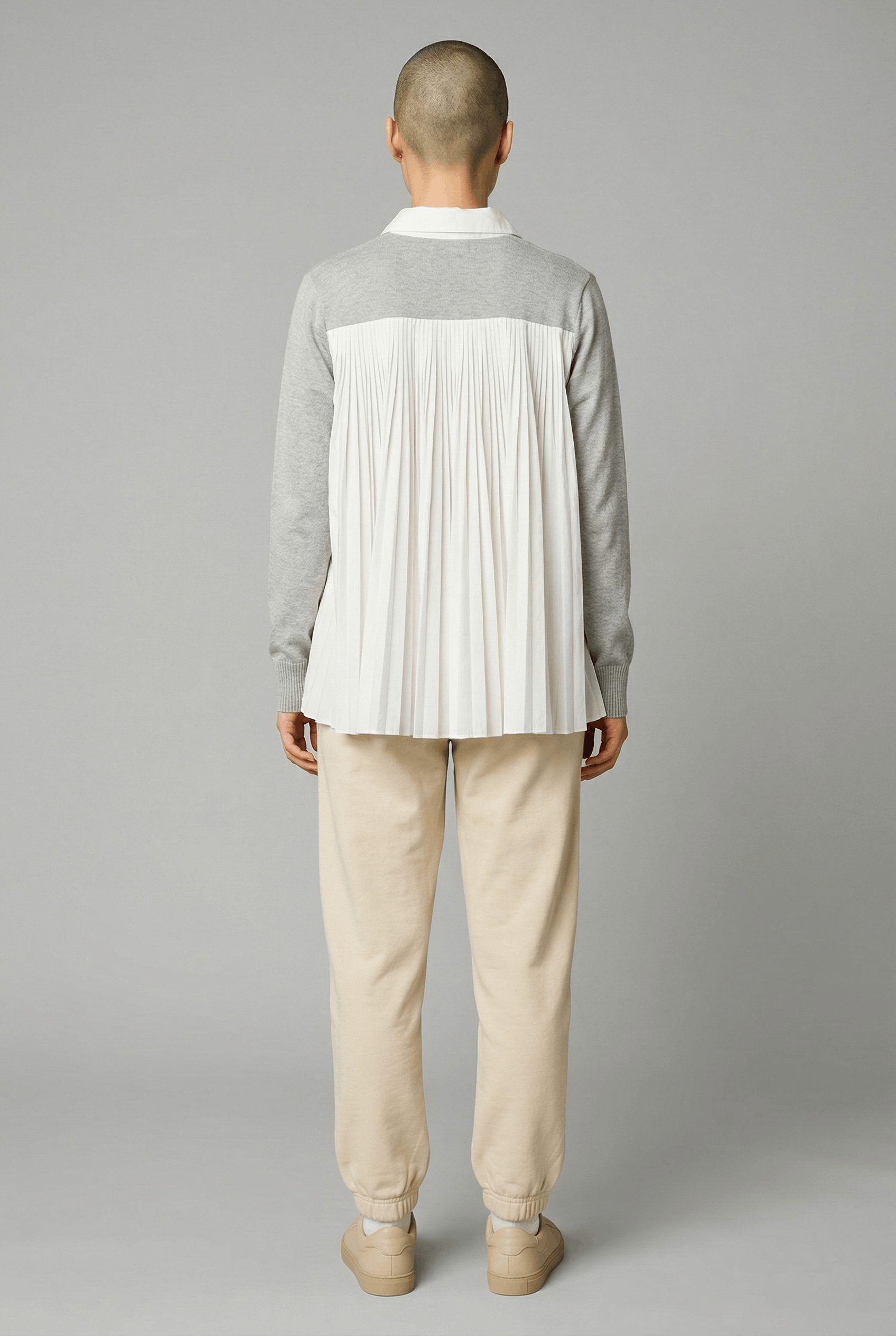 Sacai Sacai Pleated Back Cardigan Hybrid Knit Shirt Japan Designer Size US S / EU 44-46 / 1 - 2 Thumbnail
