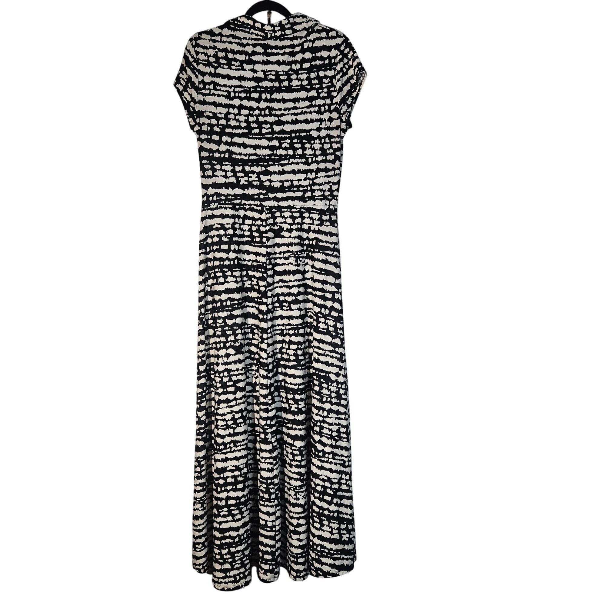 Other Madison Leigh Black White Abstract Shirt Dress L Belted Maxi Size L / US 10 / IT 46 - 2 Thumbnail