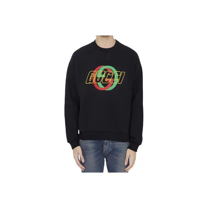 Gucci Gucci Black Logo Print Long Sleeve Sweatshirt Size US L / EU 52-54 / 3 - 1 Thumbnail
