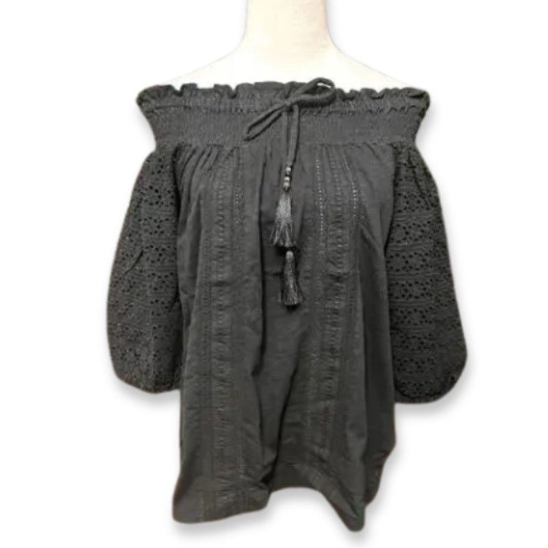 Ralph Lauren Ralph Lauren Off Shoulder Blouse Eyelet Lace Black Womens XS Size XS / US 0-2 / IT 36-38 - 2 Thumbnail
