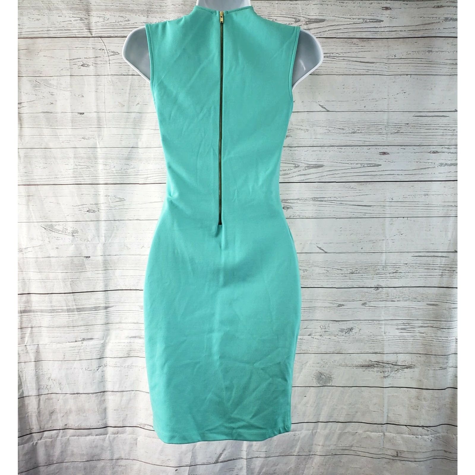 Lulus Lulus Women’s Dress Small Green Sleeveless Exposed Zipper V-Neck Viscose Blend Dress Size S Bodycon Short Vintage No Size S / US 4 / IT 40 - 4 Thumbnail