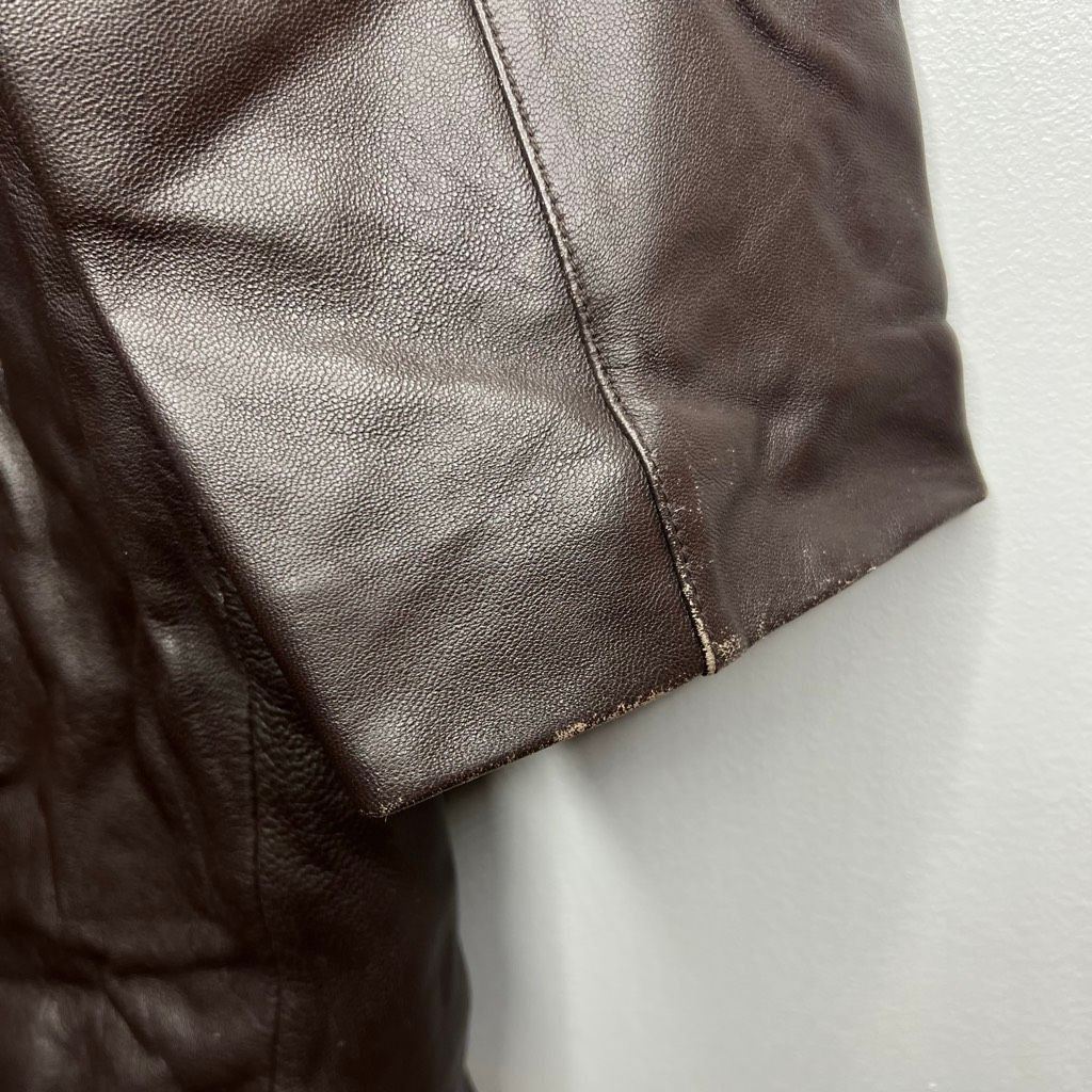 Vintage Jaclyn Smith, Y2K Long Jacket Dark Brown Genuine Leather Coat, Women’s X-Large Size XL / US 12-14 / IT 48-50 - 6 Thumbnail