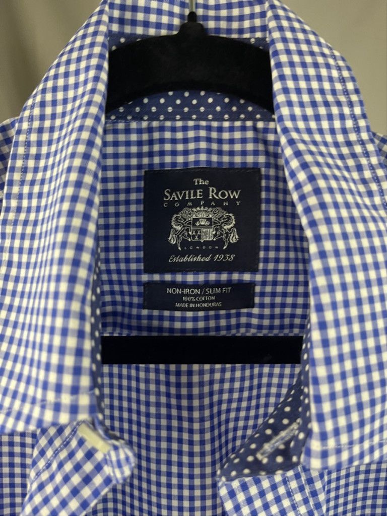 Savile Row Men's The Savile Row Company Dress Shirt Blue Gingham Size US S / EU 44-46 / 1 - 3 Thumbnail