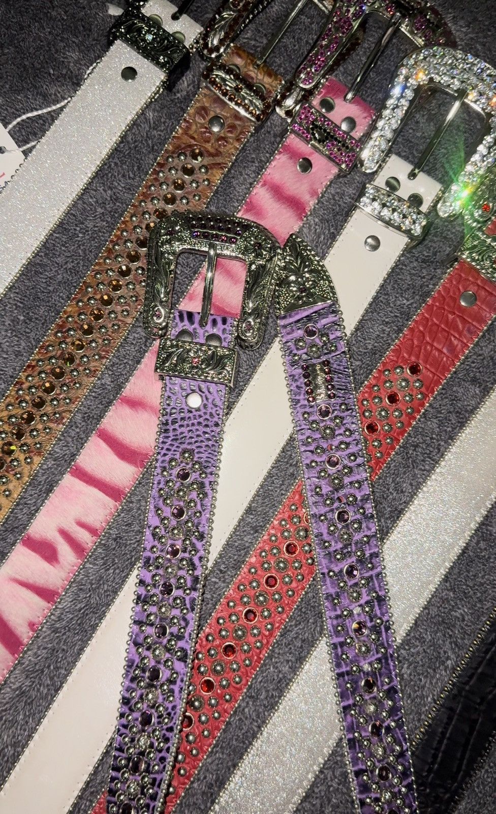 B.B. Simon Purple Alligator BB belt Size 32 - 3 Thumbnail