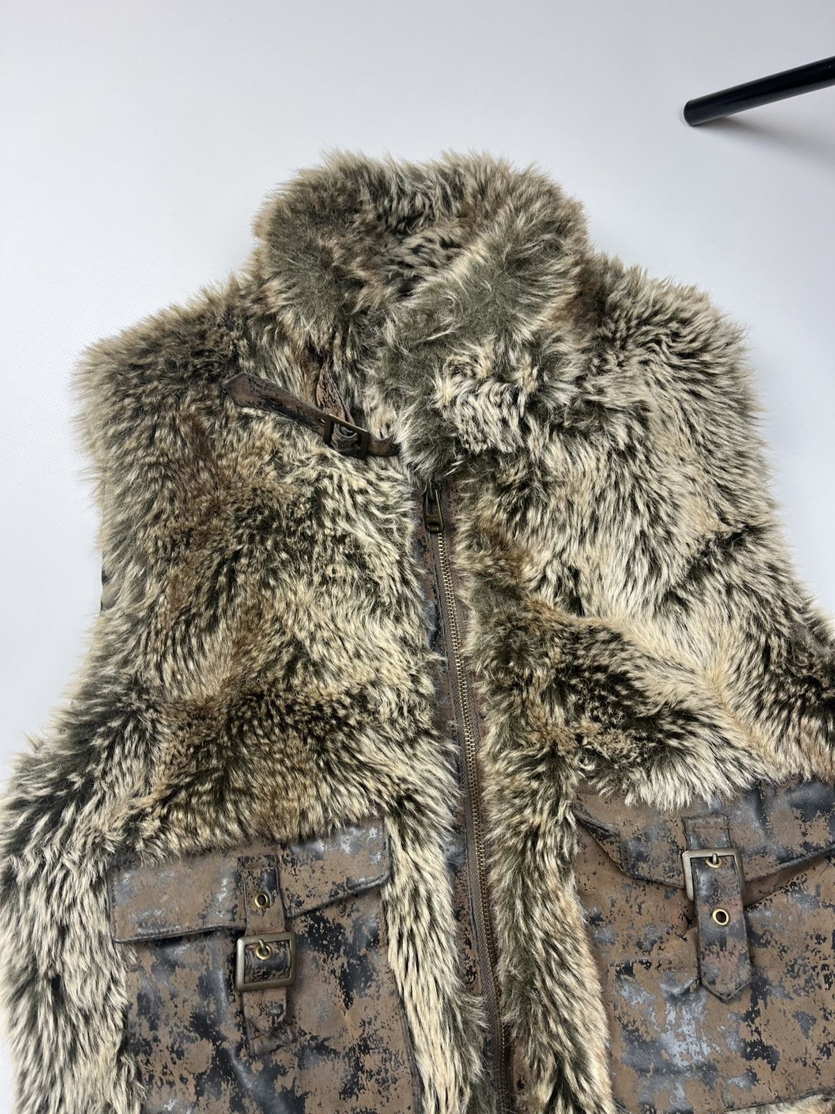 If Six Was Nine 💥Y2k Vintage Fluffy Fur Faux LGB IfSixWasNine Vest Jacket Size US L / EU 52-54 / 3 - 7 Thumbnail