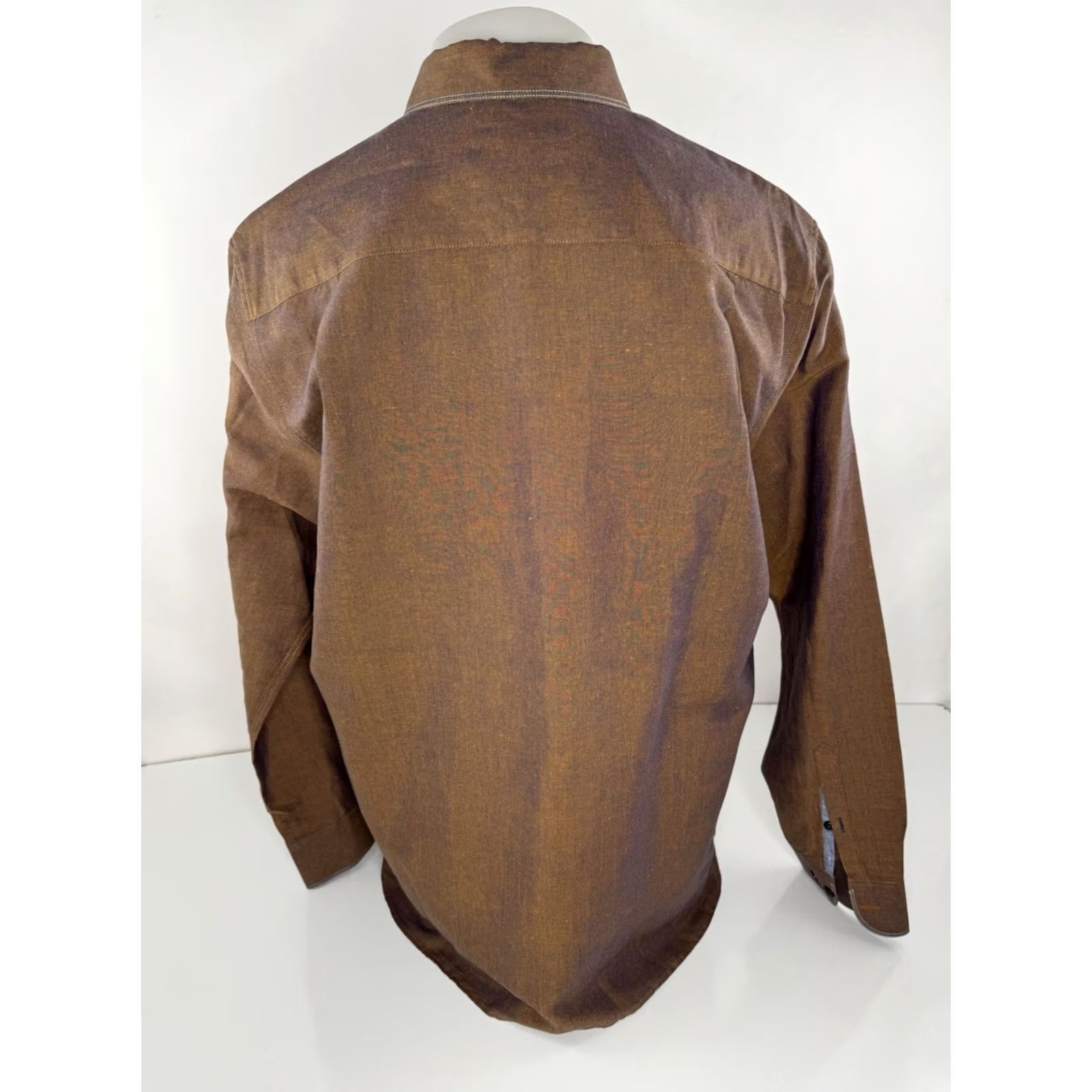 Vintage 32 BAR BLUES LINEN METALLIC COUBLO/BRONZE MEN XL Shirt - Excellent Mens - - Cotton Button-Up Size US XL / EU 56 / 4 - 3 Thumbnail