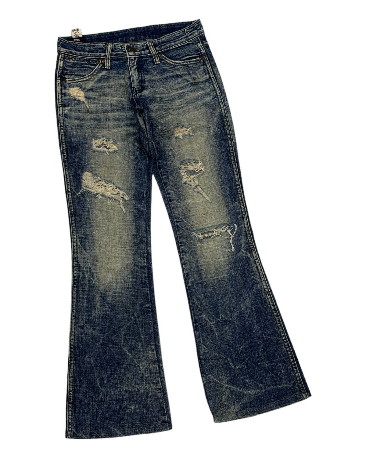 45rpm × Japanese Brand FLARE JEANS 5PM DISTRESSED FLARE DENIM JEANS Size 27" / US 4 / IT 40 - 3 Thumbnail