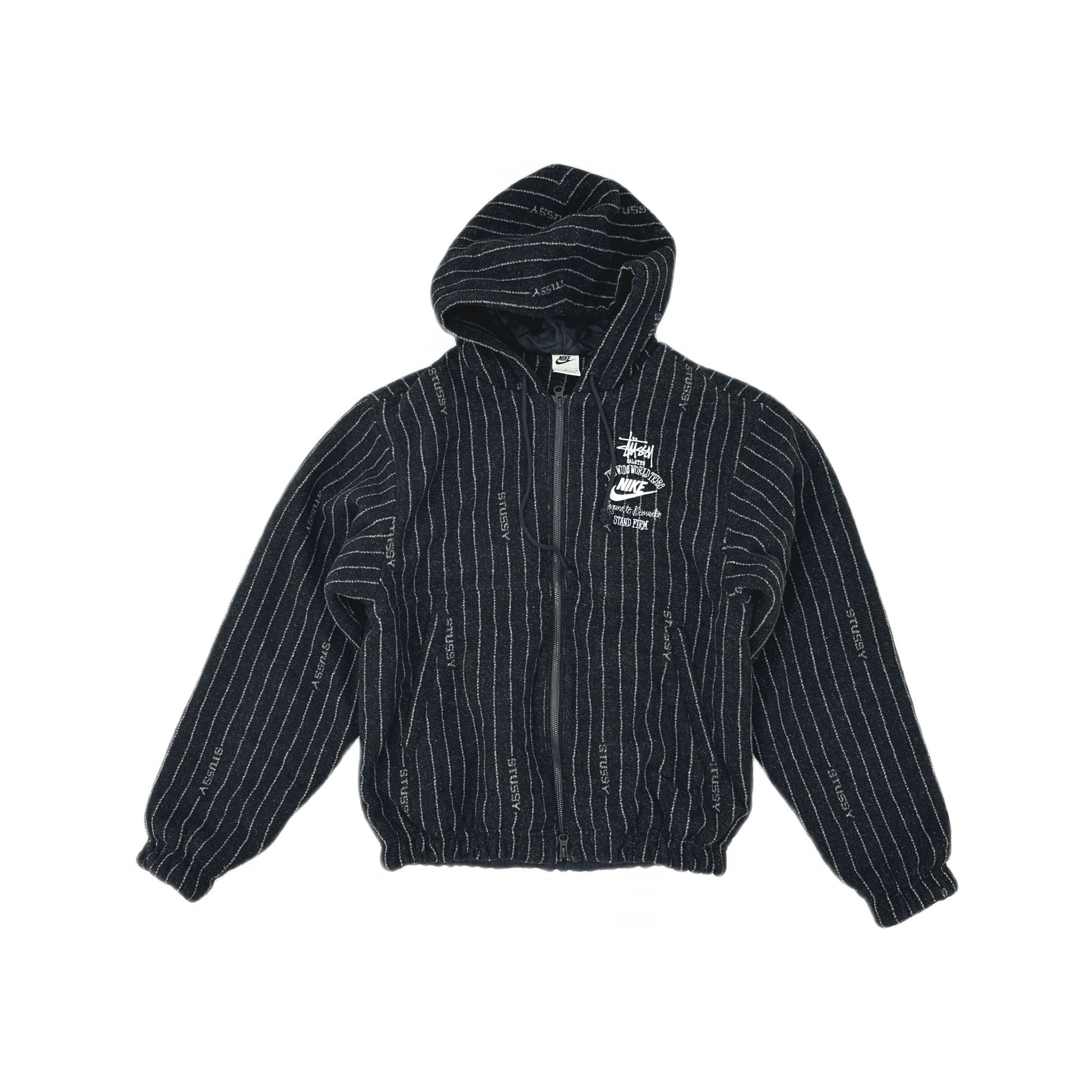 Nike × Stussy Nike Stussy Striped Wool Jacket Black Size S | Grailed
