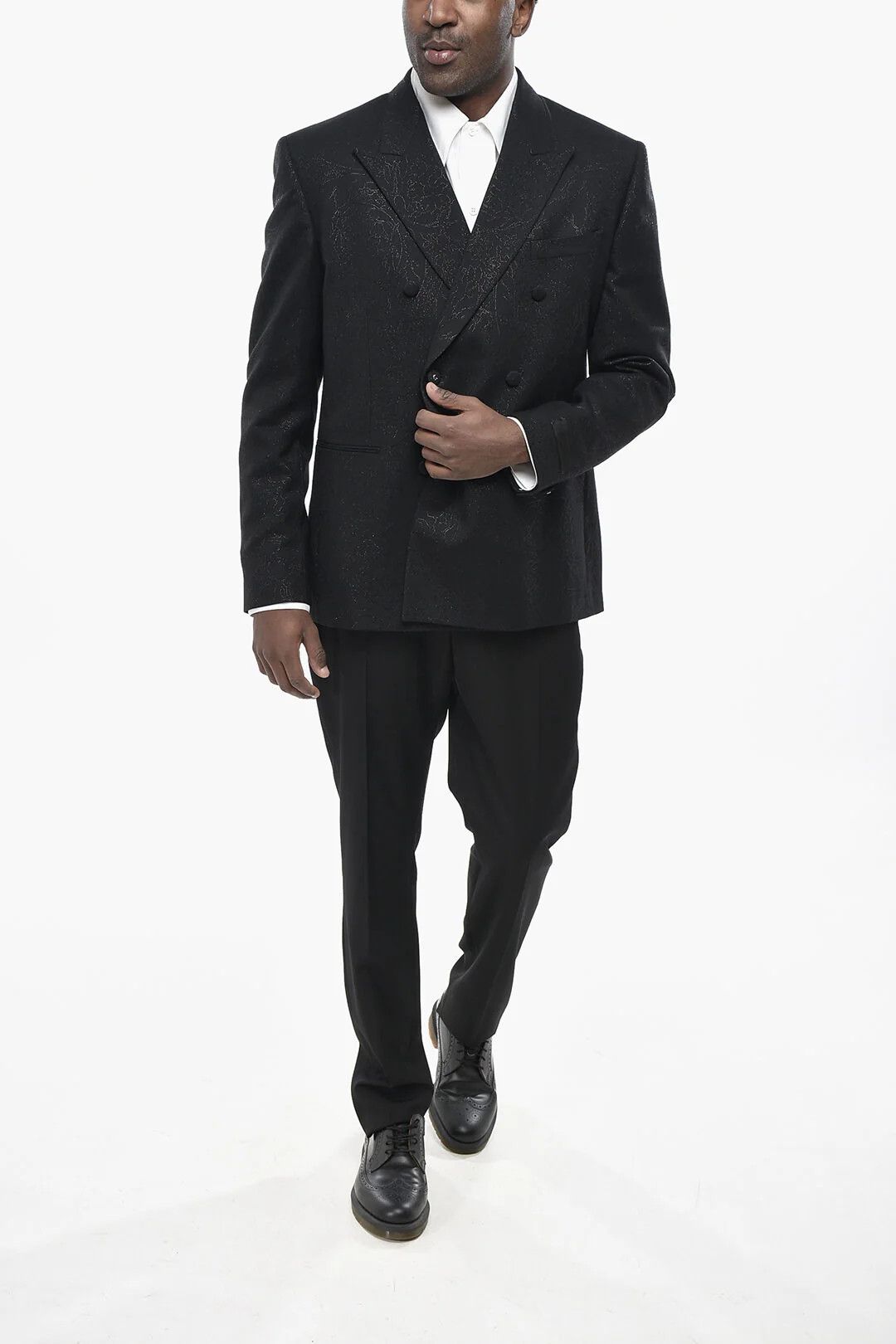 Versace og1mm0426 Virgin Wool Double-Breasted Jacket in Black Size US L / EU 52-54 / 3 - 4 Thumbnail