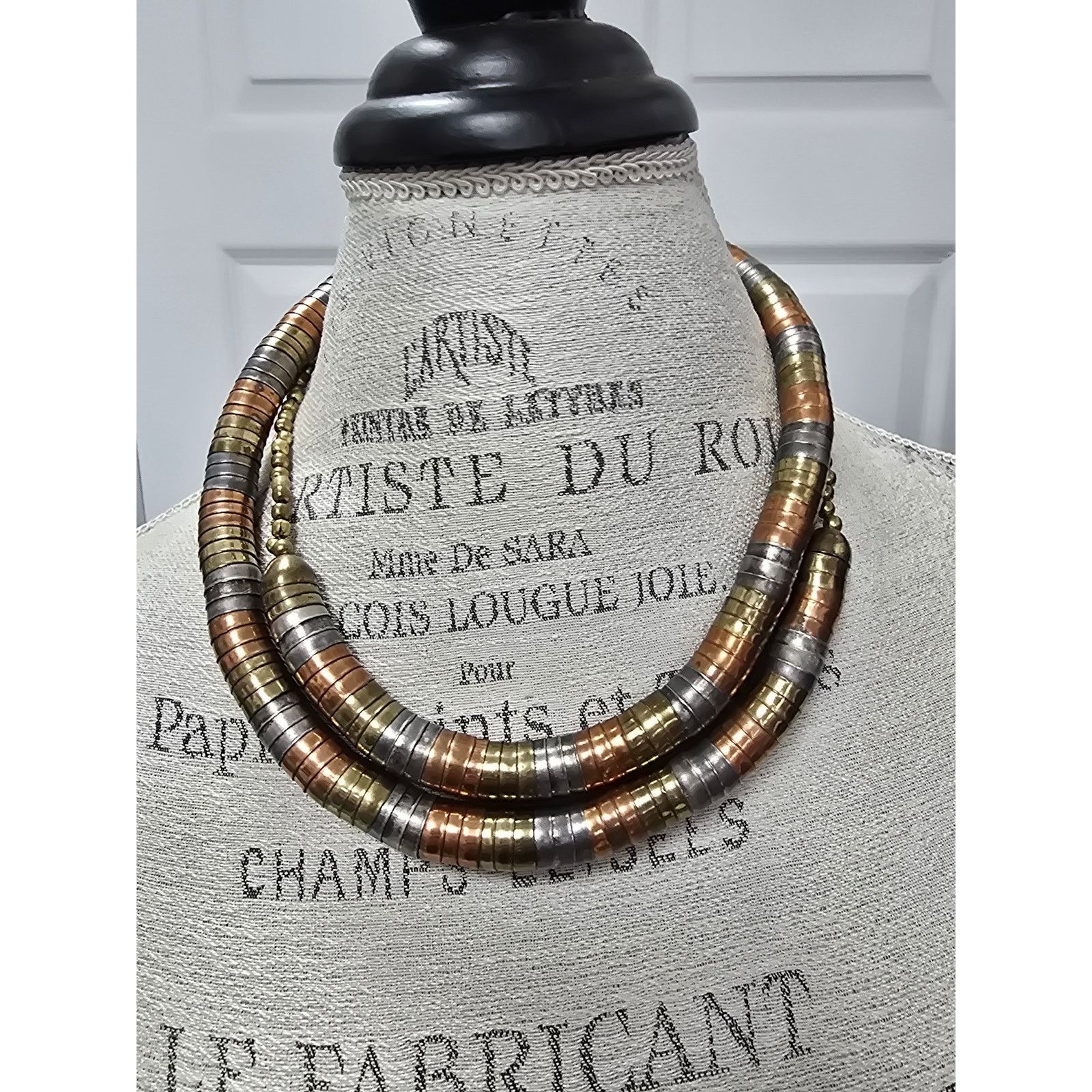 Other Vintage tri-toned bead cap snake link necklace & earring set Size ONE SIZE - 6 Thumbnail