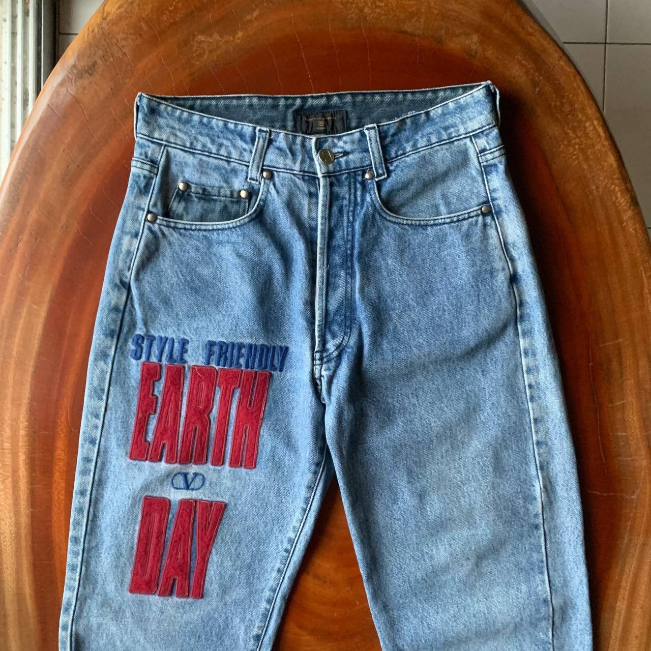 Valentino 💥 Rare 💥 90’s Valentino Garavani Earth Day Blue Denim Pants Size US 30 / EU 46 - 3 Thumbnail