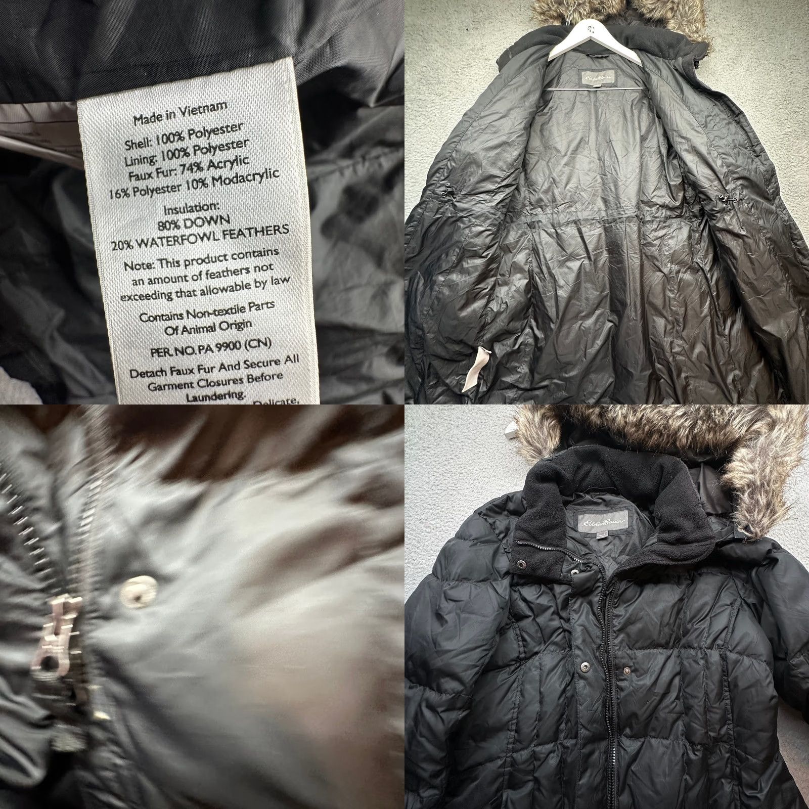 Eddie Bauer Eddie Bauer Lodge Down Parka Fur Trim Hooded Jacket Womens Large Black Quilted Parka Jacket Long Sleeve Zip Pockets Vintage No Size L / US 10 / IT 46 - 9 Thumbnail