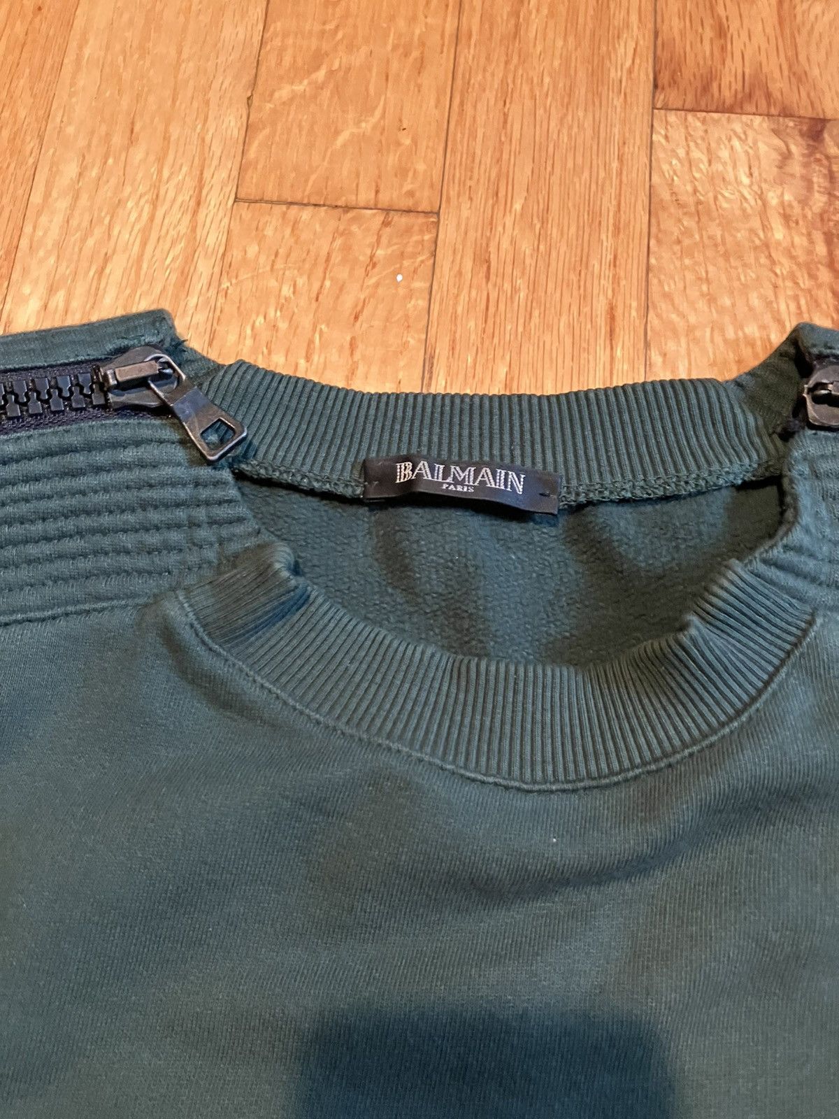 Balmain AW13 Zip Shoulder Biker Crewneck Sweatshirt Forest Green Size US L / EU 52-54 / 3 - 2 Thumbnail