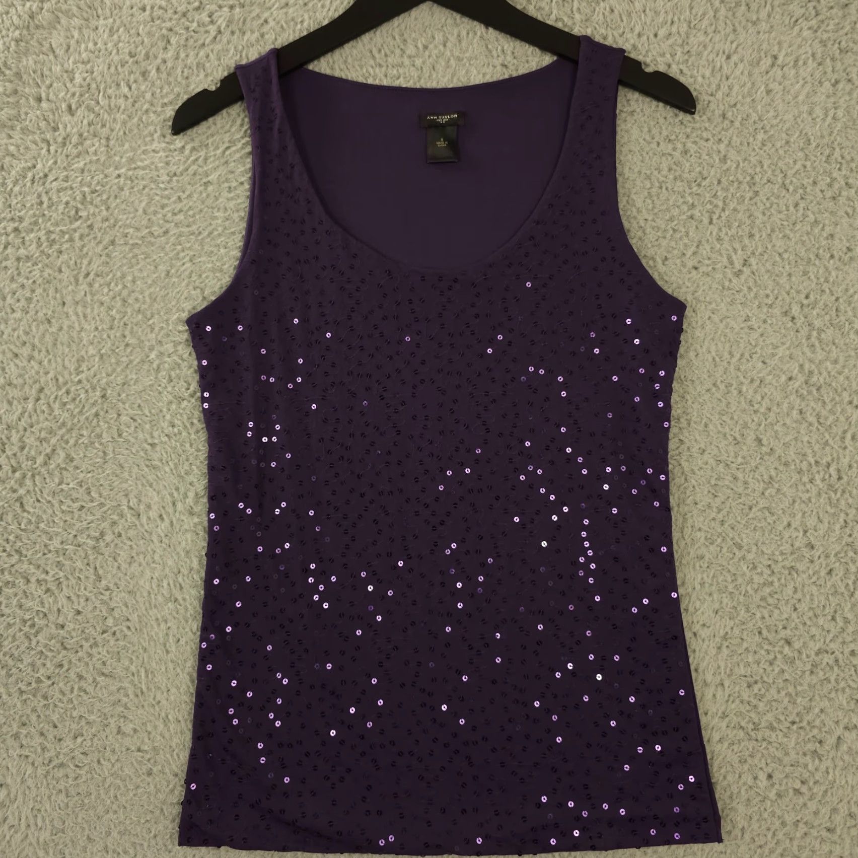 Ann Taylor Ann Taylor Tank Top Womens Small Purple Sequin Embroidered Sleeveless Shirt Size S / US 4 / IT 40 - 2 Thumbnail