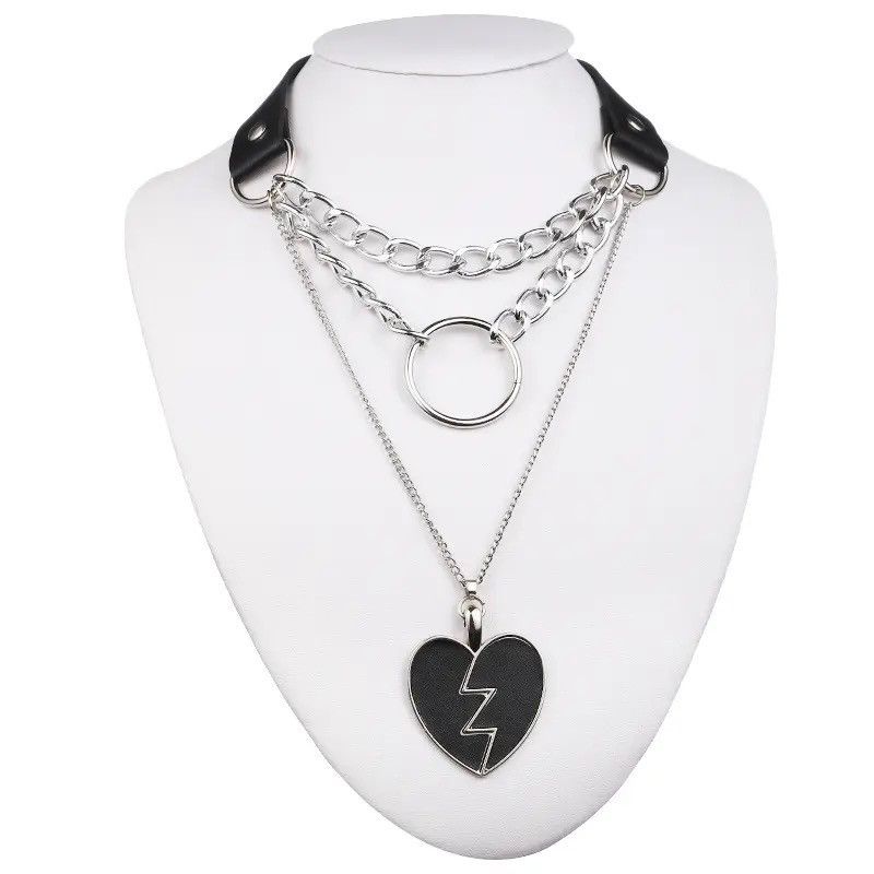 Jewelry Layered Chain Choker Collar Goth Pendant Necklace Size ONE SIZE - 1 Thumbnail