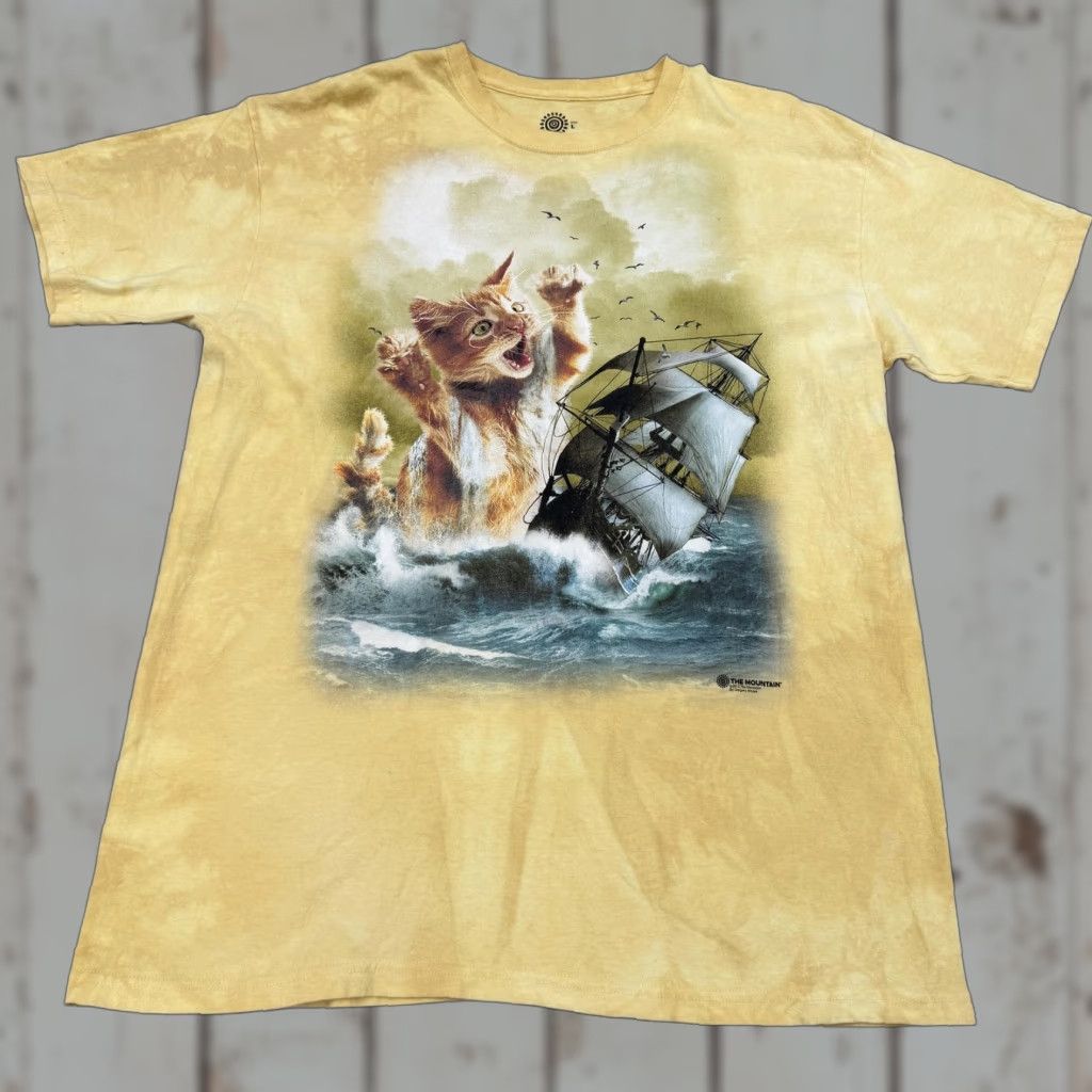 The Mountain The Mountain Shirt Mens Large Yellow Giant Cat Ship Graphic Nautical Fantasy Tee Size US L / EU 52-54 / 3 - 1 Thumbnail