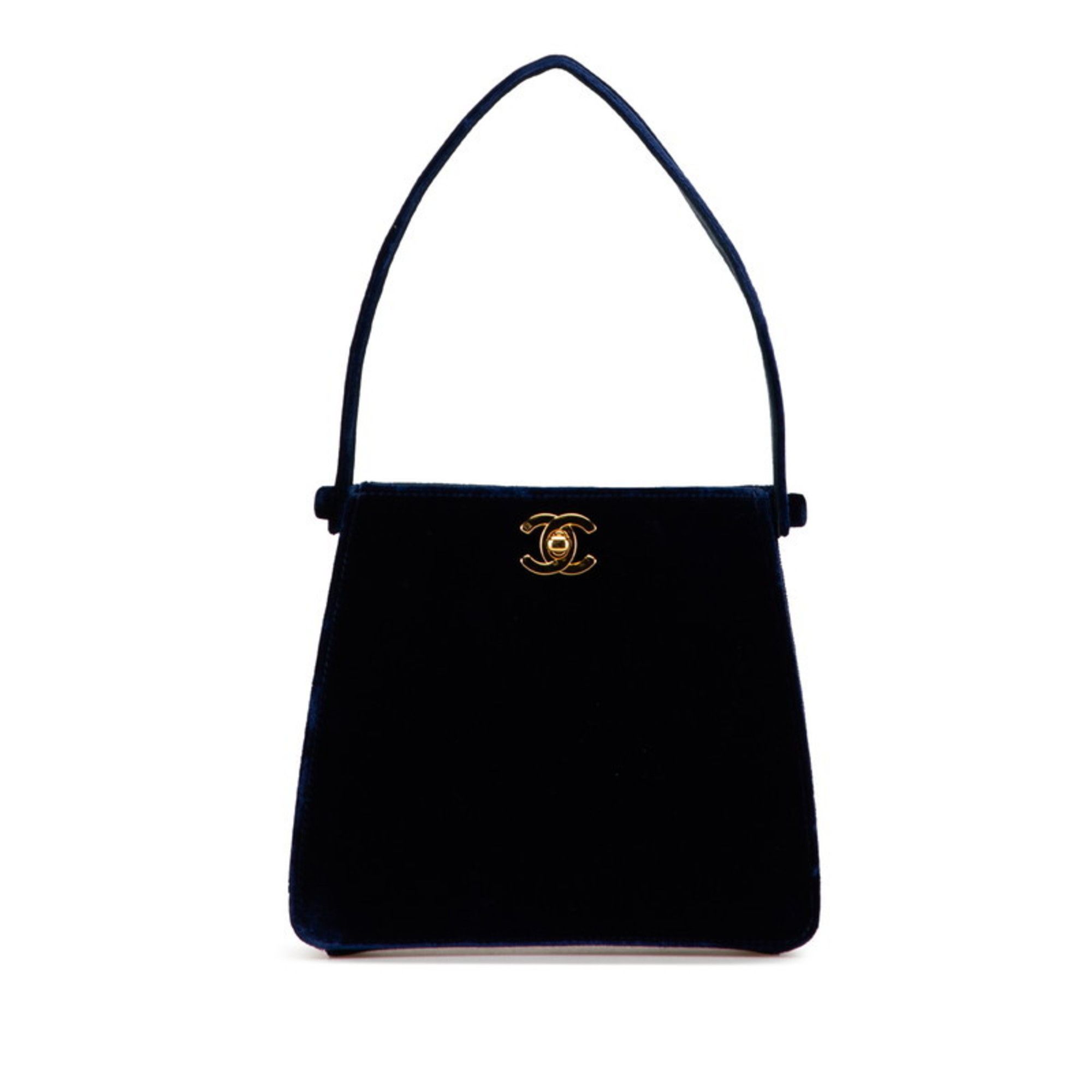 Chanel Chanel Coco Mark Mini Handbag Navy Velour Women's CHANEL Size ONE SIZE - 1 Thumbnail