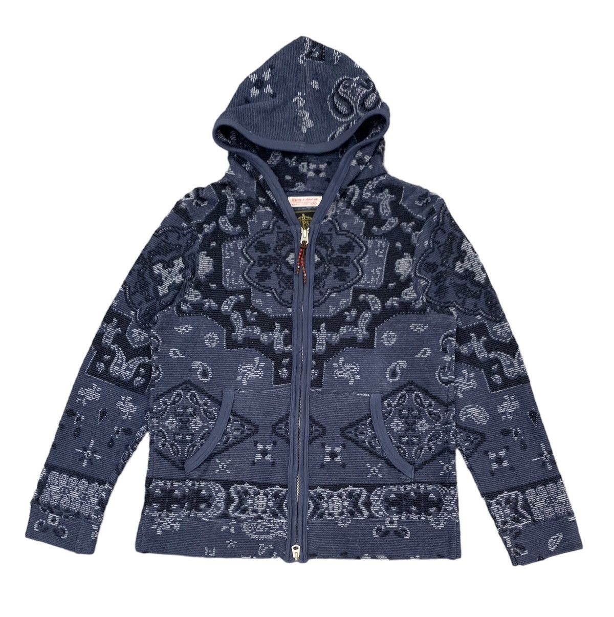 Image of Paisley Art Gypsy & Sons Japan Sweater Like Jacket Hoodie in Blue, Men's (Size Small)