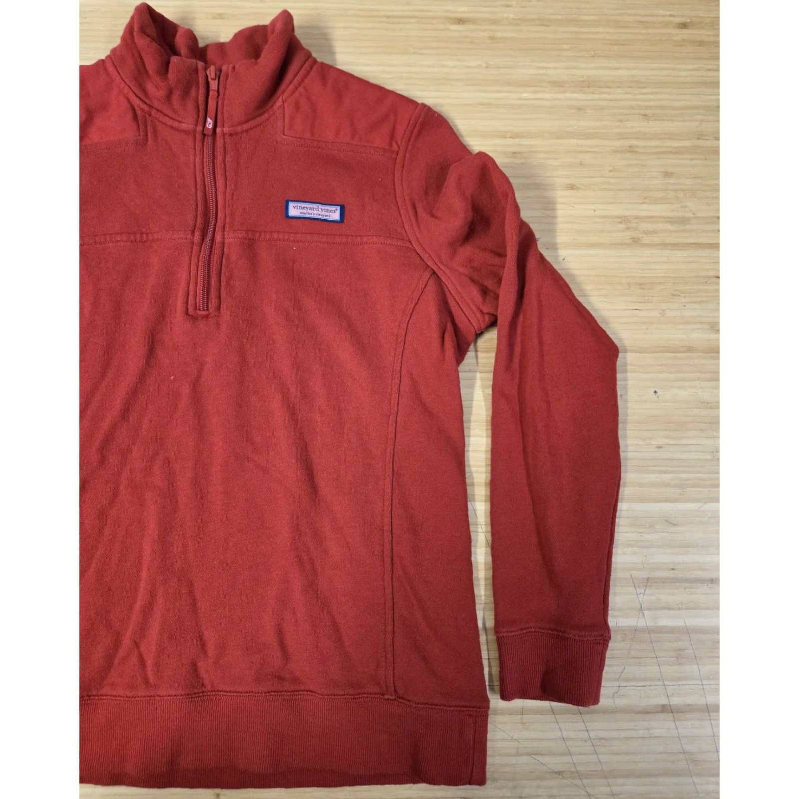 Vineyard Vines Vineyard Vines Shep Shirt Womens S Red Quarter Zip Pullover Sweatshirt Mock Neck 1/4 Zip Preppy Whale Snug Ribbed Cuffs Size S / US 4 / IT 40 - 2 Thumbnail