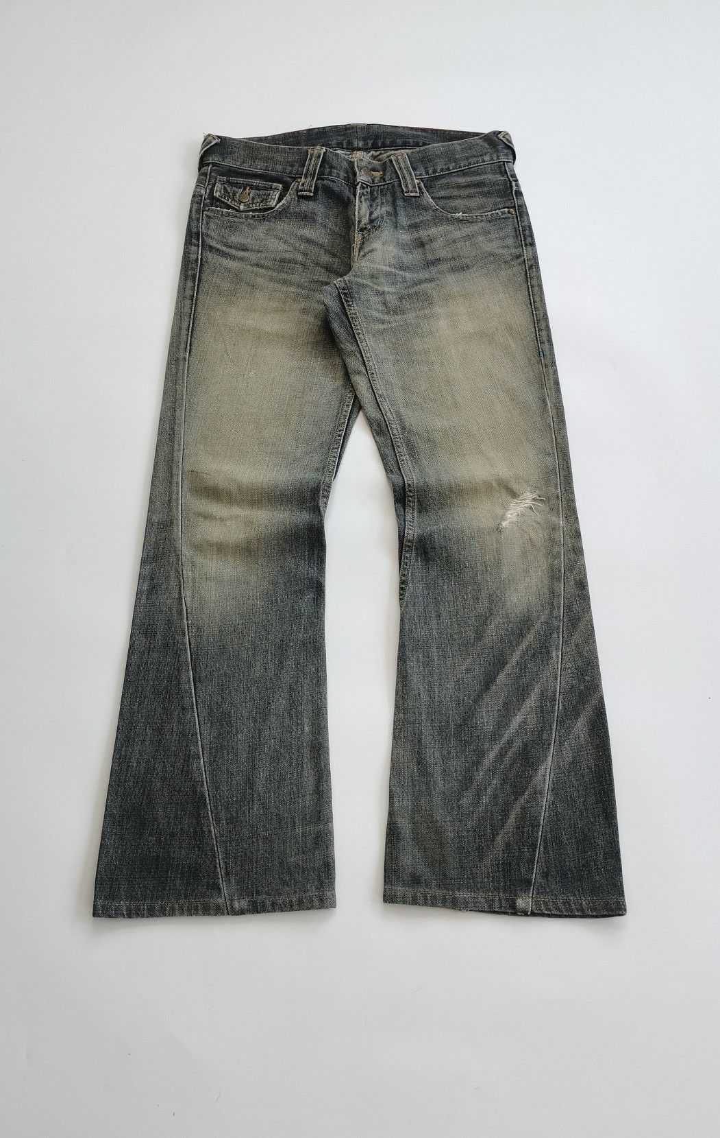 Tornado Mart Bootcut Greenish Faded Denim Jeans