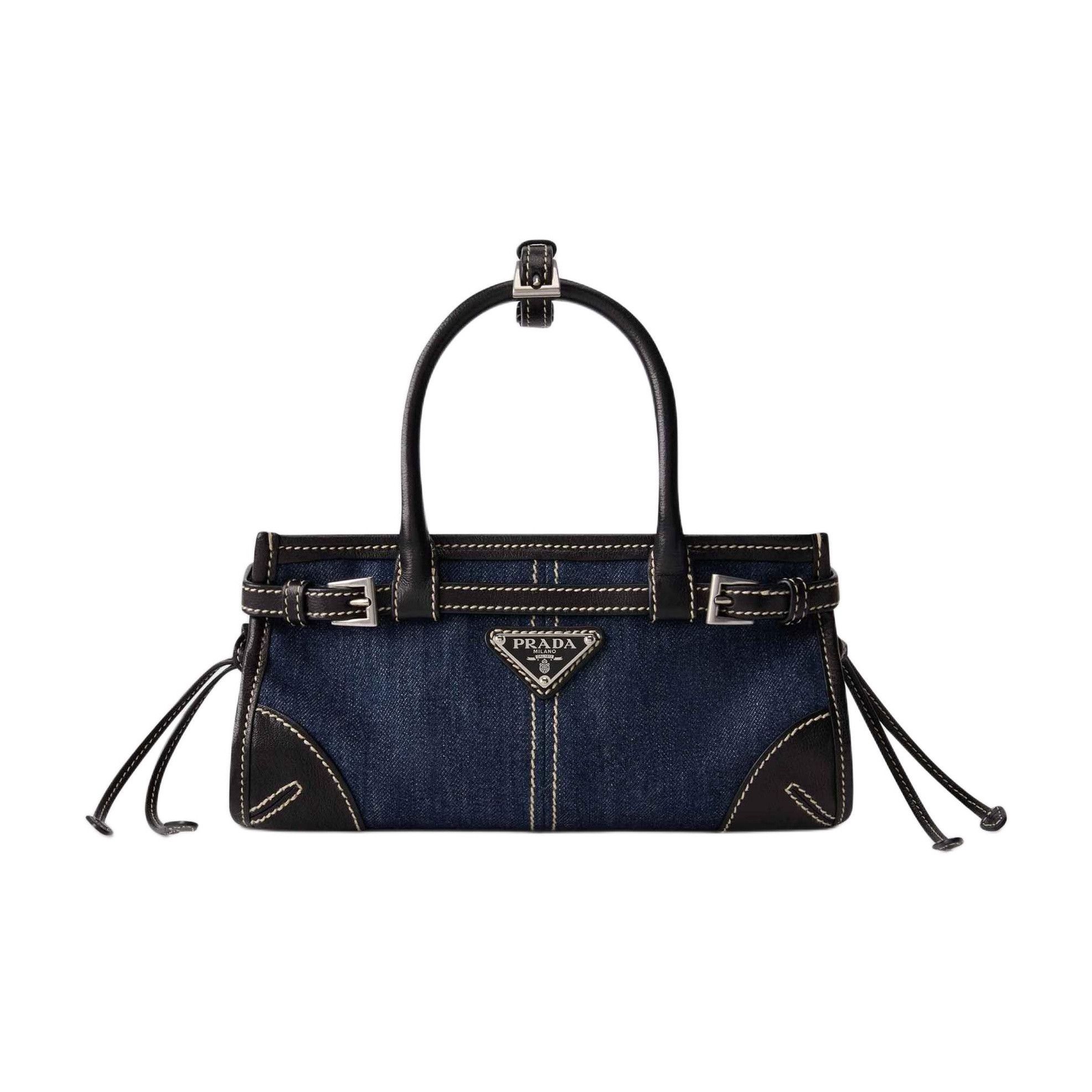 Prada Prada Denim Triangle Logo Mini Handle Bag Size ONE SIZE - 1 Thumbnail
