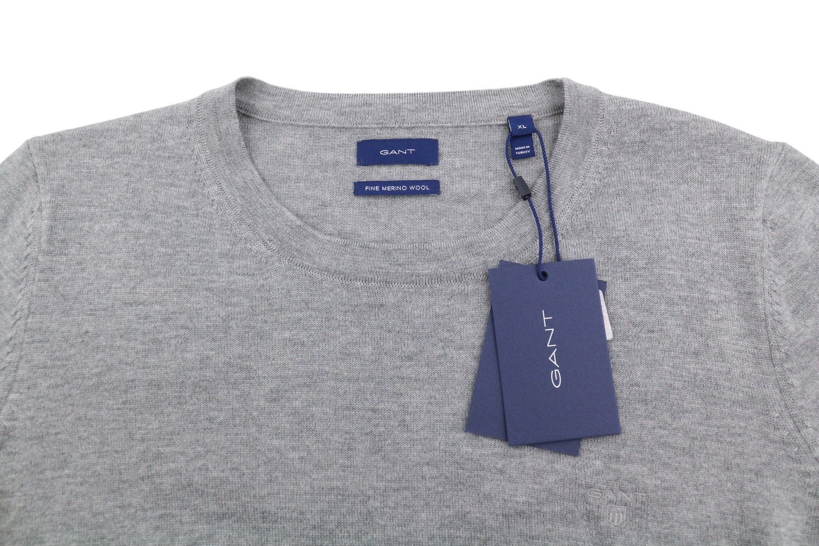 Gant FINE MERINO CREW XL Grey Melange Tight-Knit 88097 Size XL / US 12-14 / IT 48-50 - 4 Thumbnail