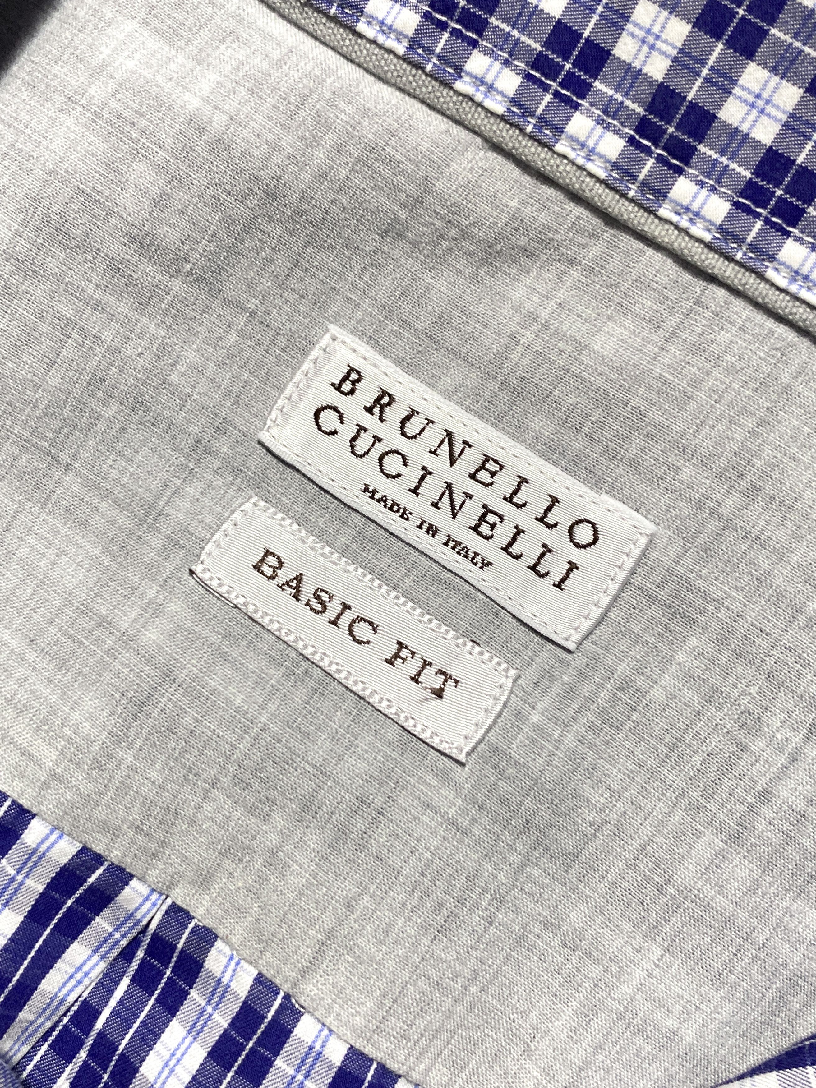Brunello Cucinelli Brunello Cucinelli Blue White Check Cotton Dress Basic Shirt Size US L / EU 52-54 / 3 - 10 Thumbnail