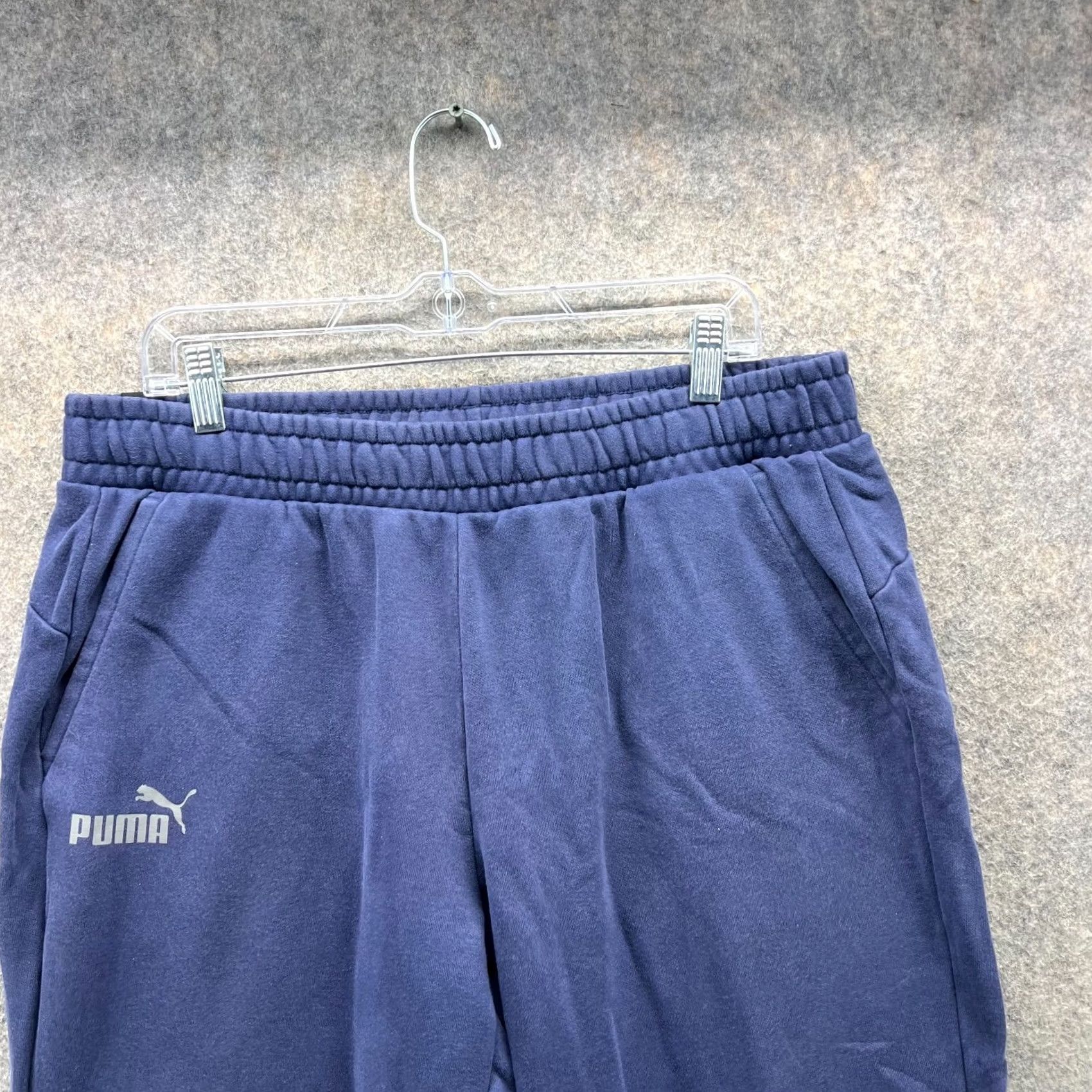 Puma Puma Jogger Mens XL Blue Navy Fleece Sweatpants Athletic Tapered Drawstring Pockets Size US 36 / EU 52 - 6 Thumbnail