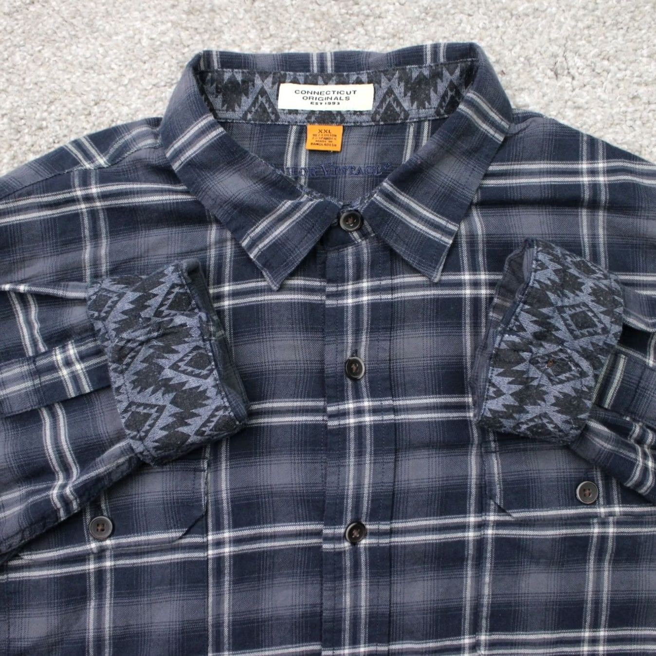 Vintage Tailor Vintage Shirt Mens 2XL Blue Plaid Flannel Button-Up Long Sleeve Casual Workwear Size US XXL / EU 58 / 5 - 2 Thumbnail
