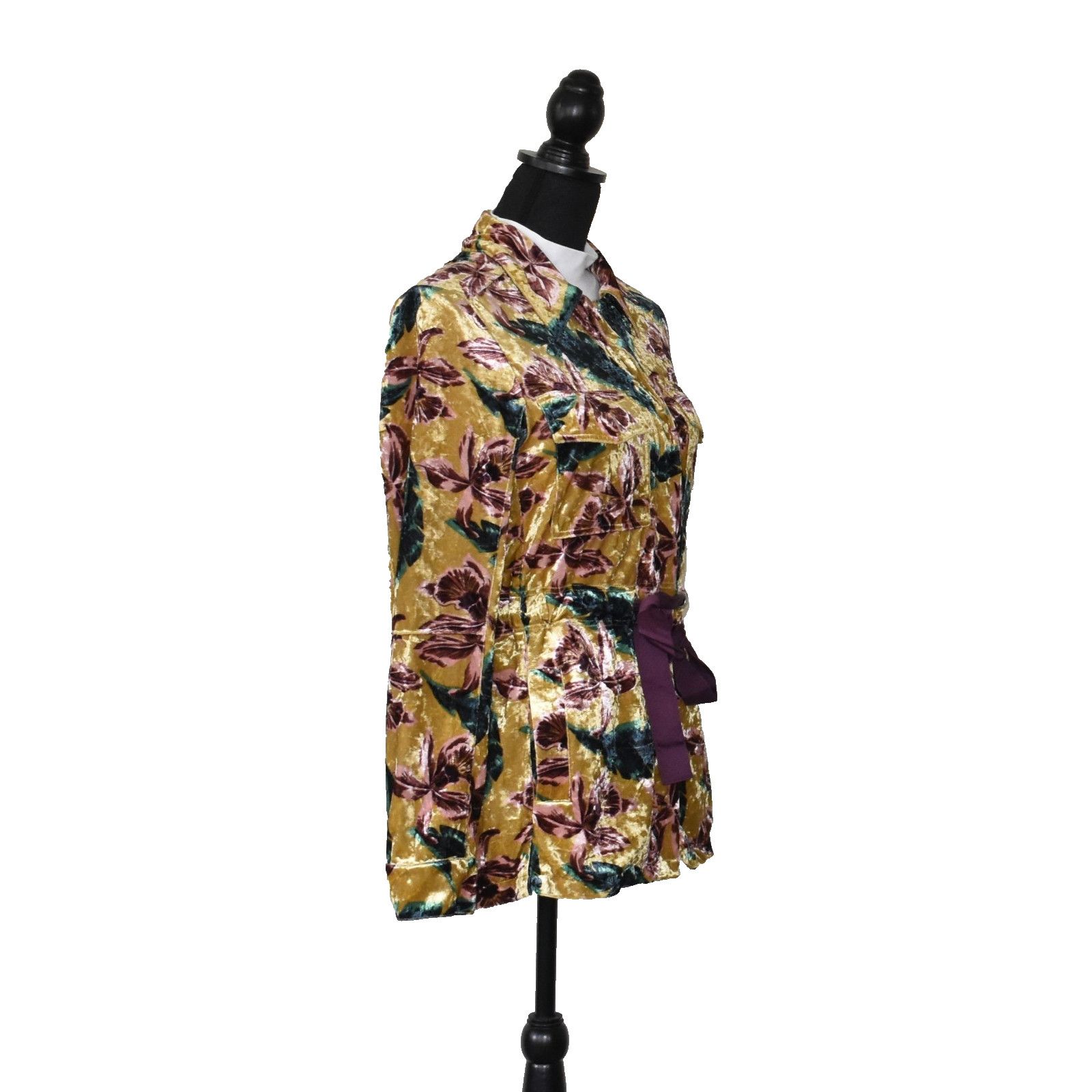 Scotch & Soda SCOTCH & SODA Yellow Floral Velvet Front Closure Jacket XS Size XS / US 0-2 / IT 36-38 - 4 Thumbnail