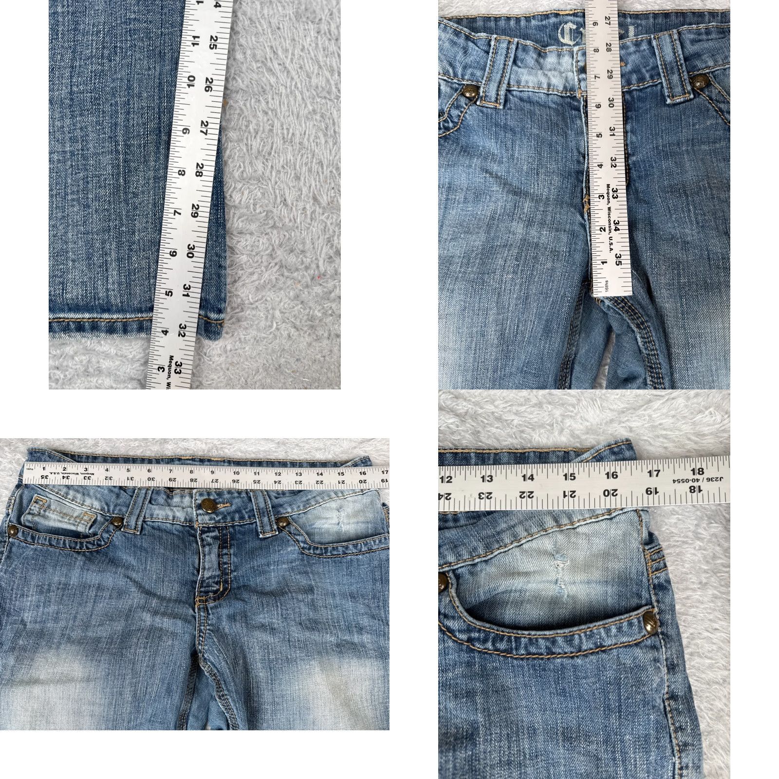 Vintage Cruel Girl Jeans Womens 11 L Blue Denim Bootcut Embroidered 33x32 Size 32" / US 10 / IT 46 - 8 Thumbnail