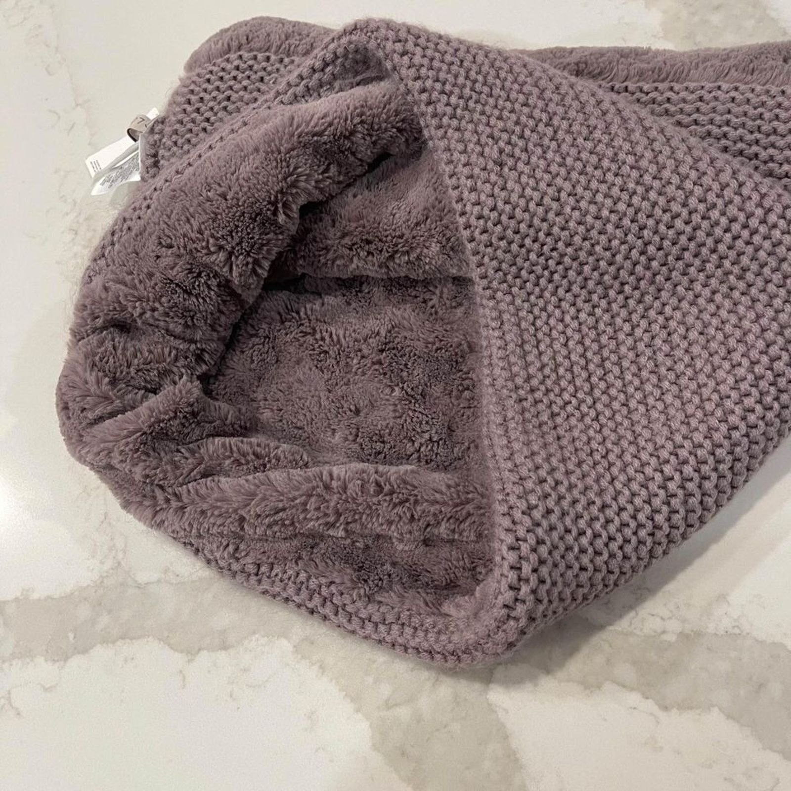 Loft Loft NWT Faux Fur Muff Scarf Brown Patterned Knit Inside Size ONE SIZE - 5 Thumbnail