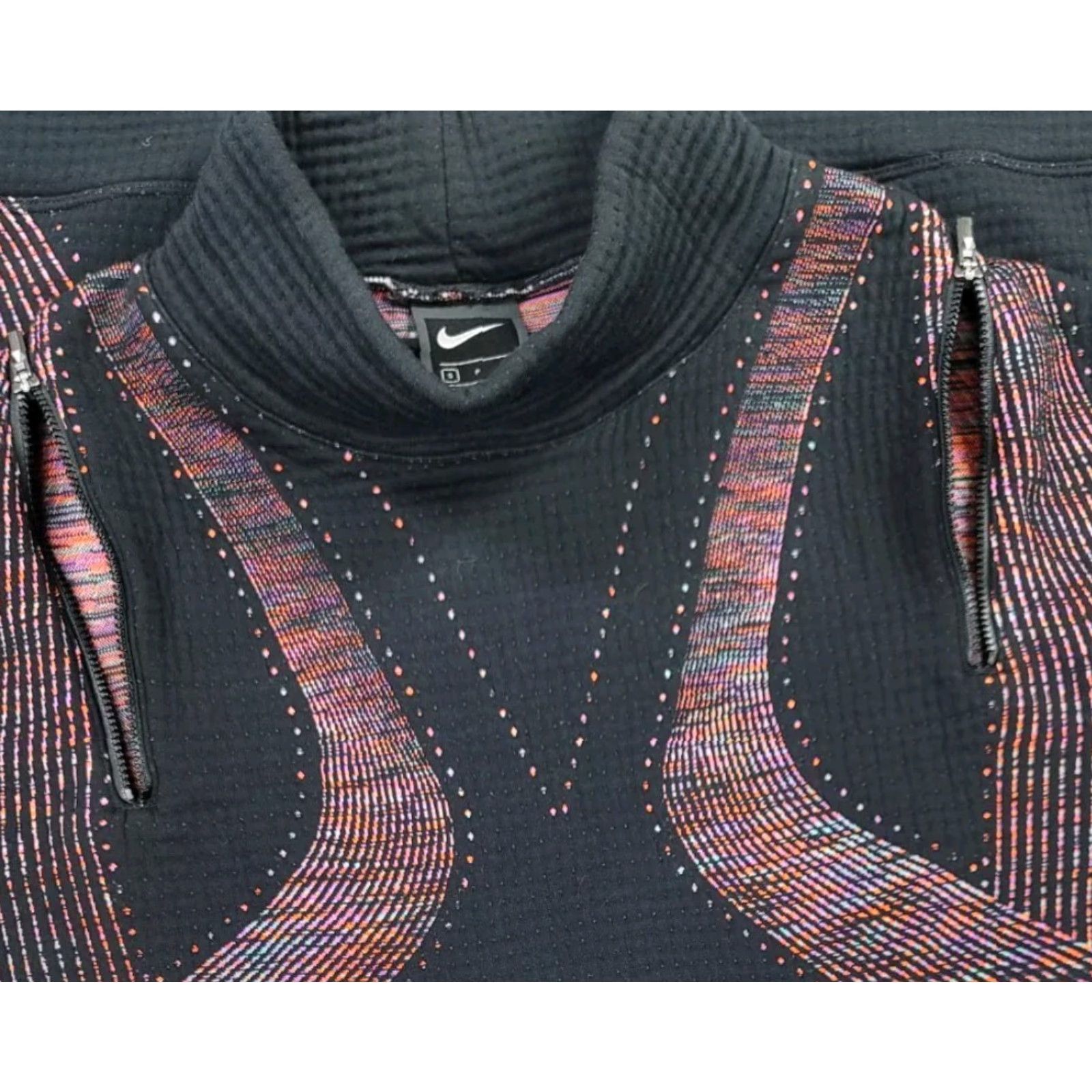 Nike Nike Womens Oversized Mock Neck Sweatshirt Black Geometric Pattern City Ready Tech Pack Sweater Size S / US 4 / IT 40 - 3 Thumbnail