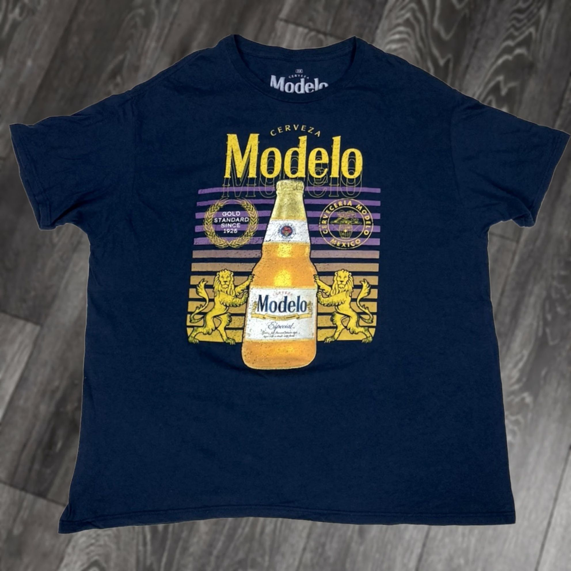Ripple Junction Modelo Beer Logo Graphic T-shirt Men XXL Blue Short Sleeve Size US XXL / EU 58 / 5 - 1 Thumbnail