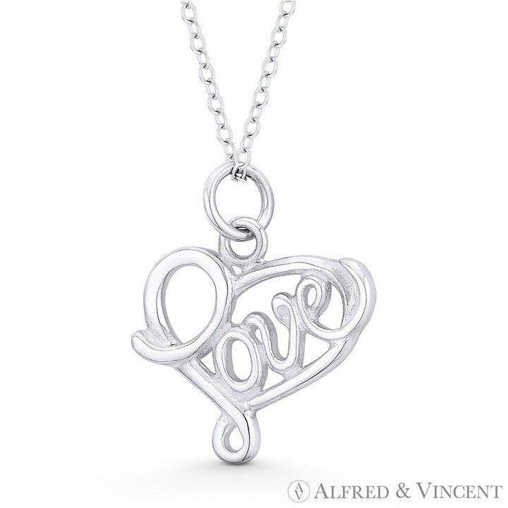 Other Sideways Cursive Love Script & Heart Charm 23x19mm Pendant Size ONE SIZE - 1 Preview