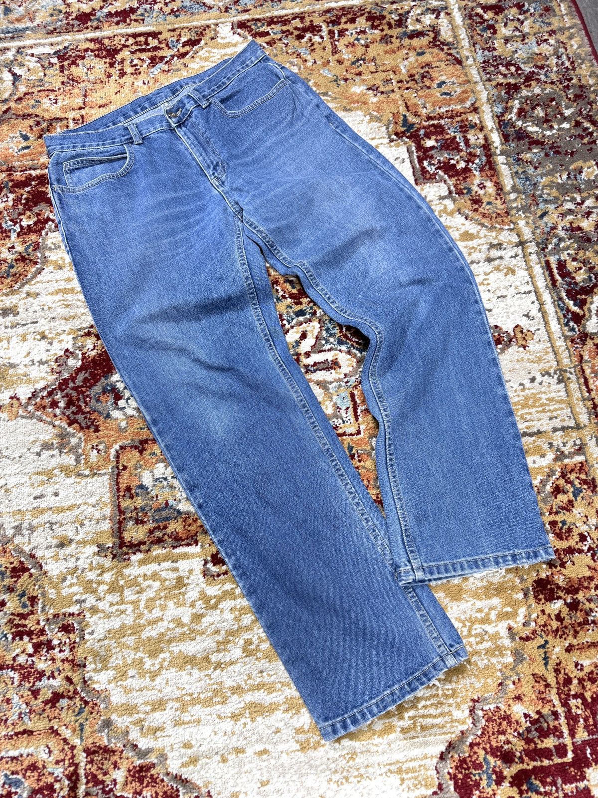 Vintage ᶠᵃⁿᶜʸᵍᵘʸ Vintage Baggy Washed Denim Jeans Wide leg Y2K Size US 33 - 1 Thumbnail