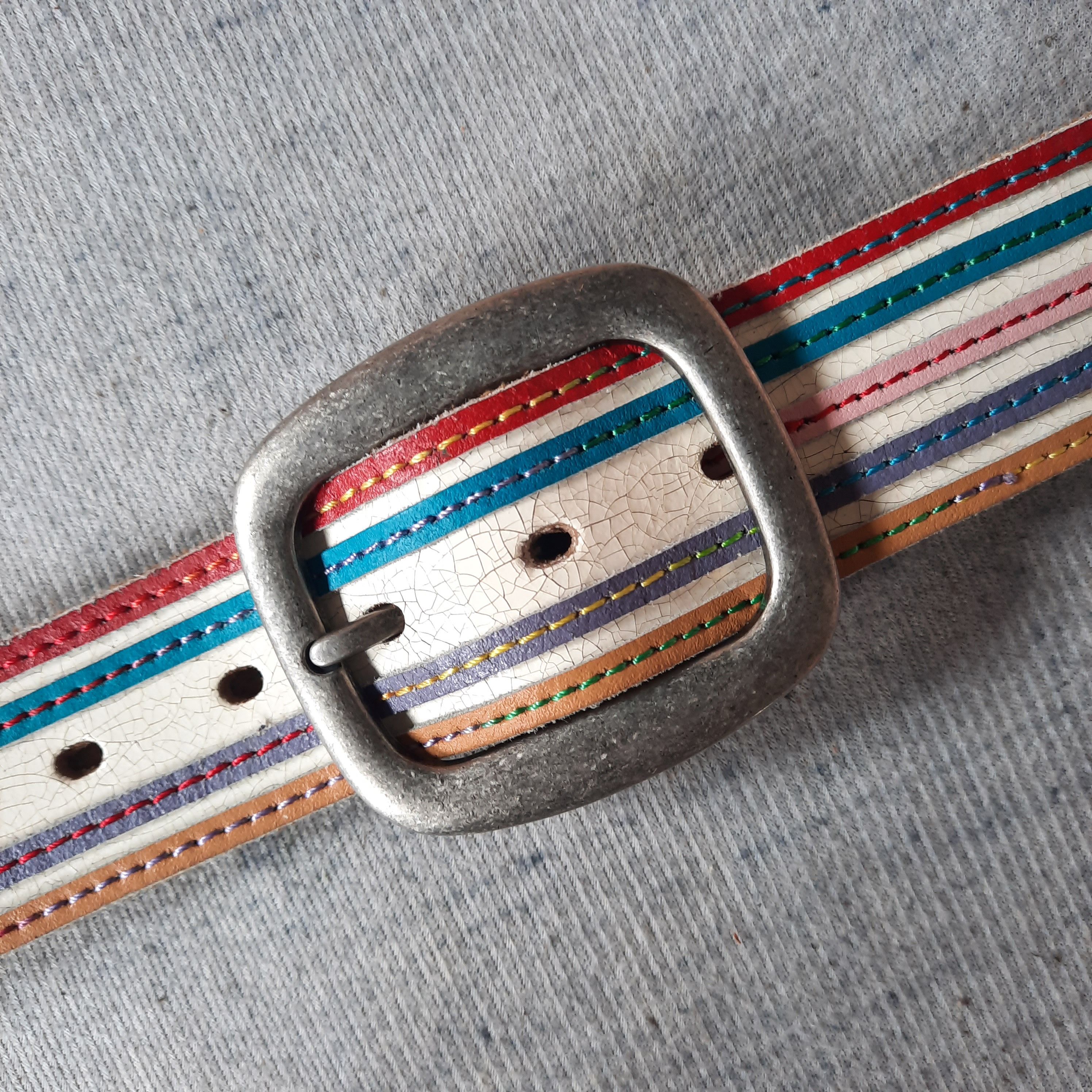 14th Addiction 🧵 Japanese craft garrison multicolor rainbow leather belt Size ONE SIZE - 8 Thumbnail