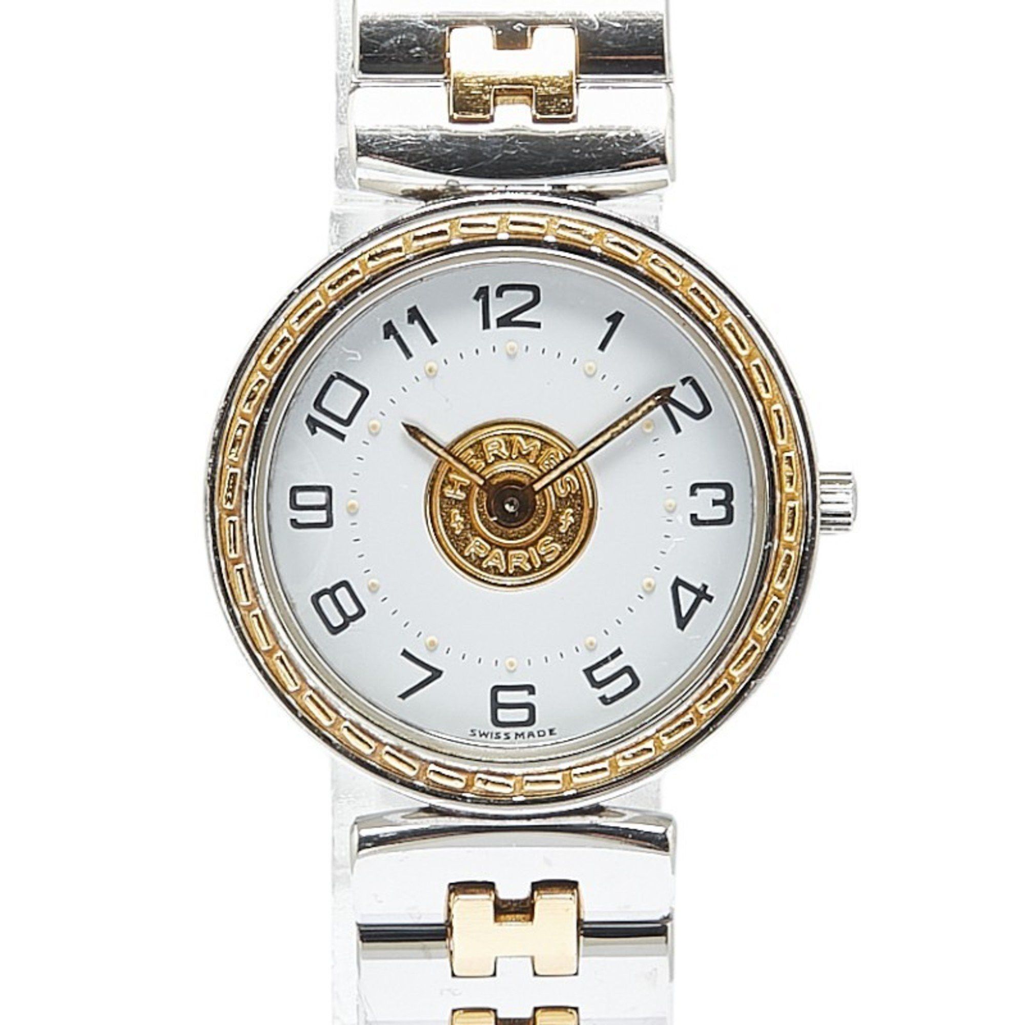 Hermes Serie Watch Quartz White Dial Stainless Steel Plated Women's Hermes