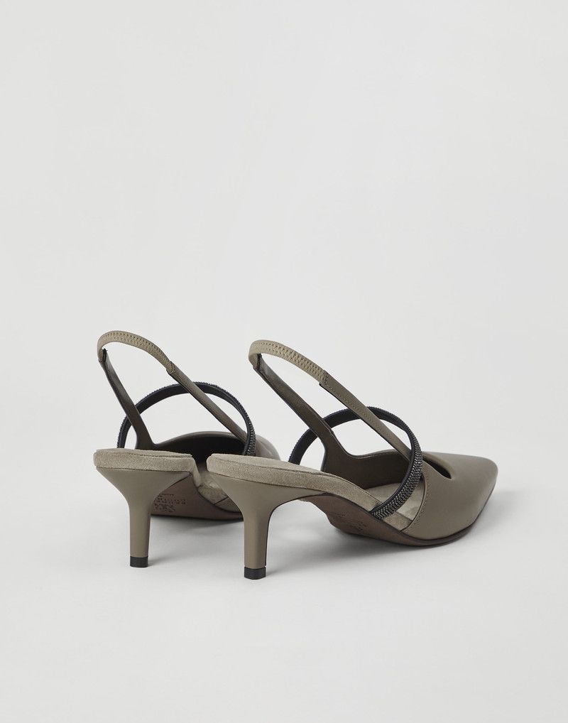Brunello Cucinelli o1la1rc1a0326 Nappa Leather Heels With Shiny Strap in Brown Size US 9 / IT 39 - 5 Thumbnail