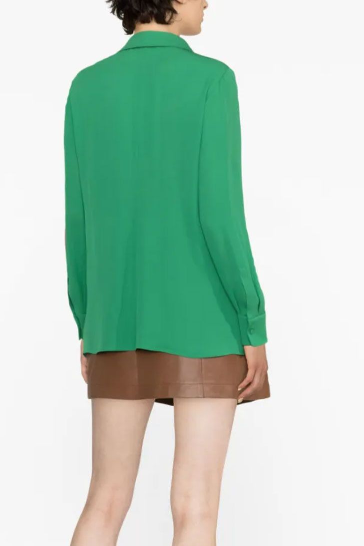 Valentino o1y0326 Silk Shirt in Emerald Green Size XS / US 0-2 / IT 36-38 - 4 Thumbnail