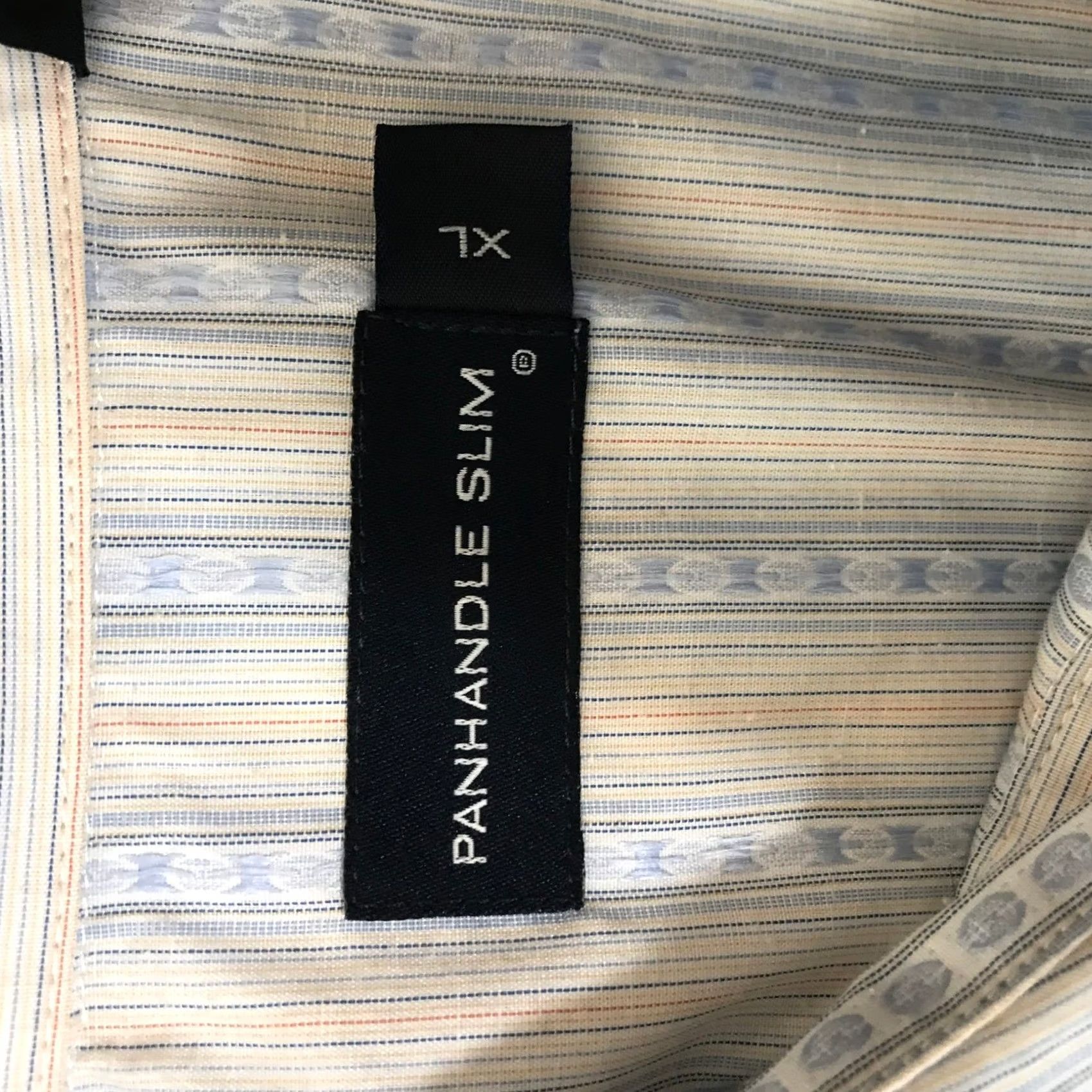 Vintage Panhandle Slim Mens Western Snap Button Up Long Sleeve Shirt - Light Blue Stripes Size US XL / EU 56 / 4 - 7 Thumbnail