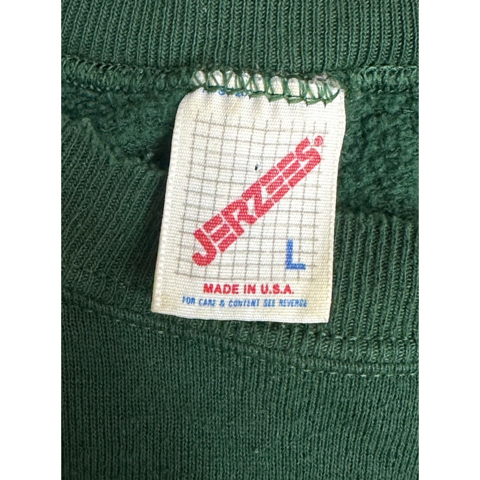 Jerzees VINTAGE Jerzees Sweatshirt Mens L Green 80s Grunge USA Logo Cotton Blend Pullover Sweatshirt Size US L / EU 52-54 / 3 - 4 Thumbnail