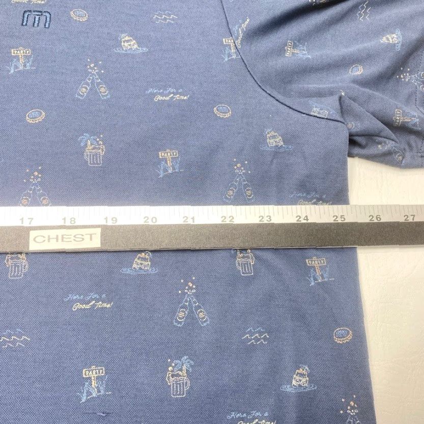 TravisMathew Travis Mathew Polo Shirt Mens 3XL Blue BeER All Over Print Dress To Impress 8577 Shirt Polo Mens 3XL Blue Beer Print Dress To Impress Size 48R - 7 Thumbnail