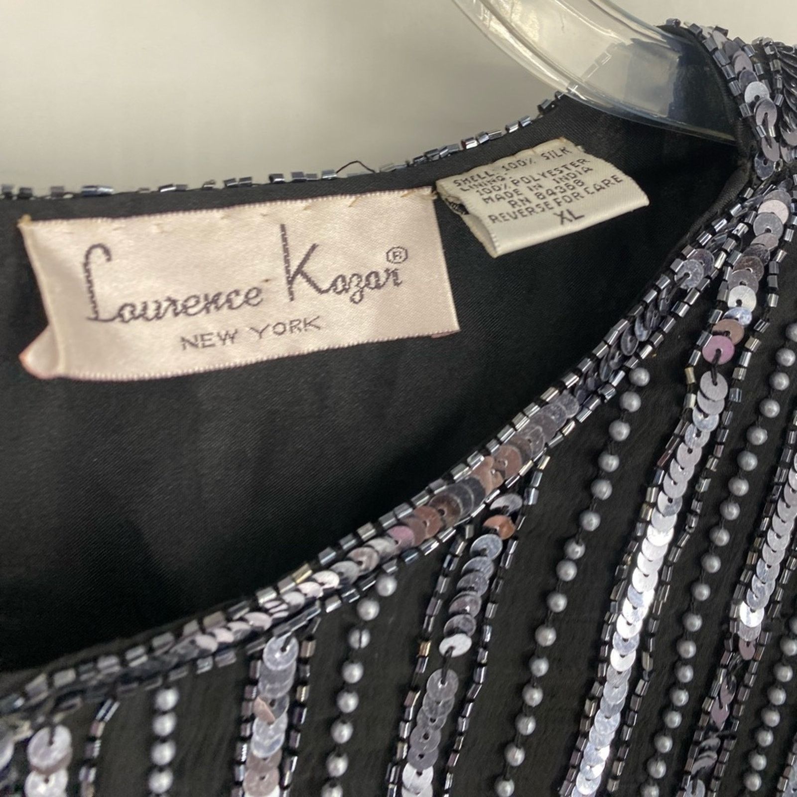 Vintage VTG Laurence Kazar black cropped Beaded Sequin Jacket XL Size XL / US 12-14 / IT 48-50 - 5 Thumbnail