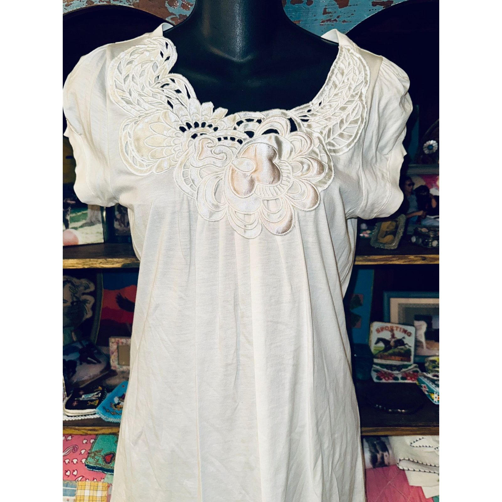 VINTAGE VIVIENNE TAM TOP LACE, CUTOUTS, PINK SATIN M