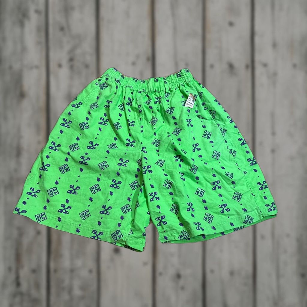 Vintage Beach Boulevard Mens Green Geometric Beach Shorts Small Size US 29 - 1 Thumbnail