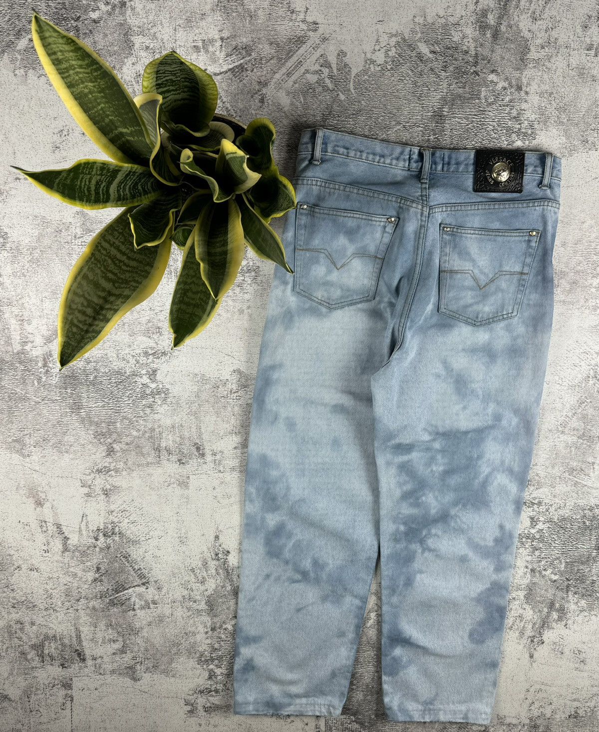Versace Jeans Couture Vintage Versace Couture Tie Dye Denim Jeans Trousers Bottoms Size US 34 / EU 50 - 1 Thumbnail
