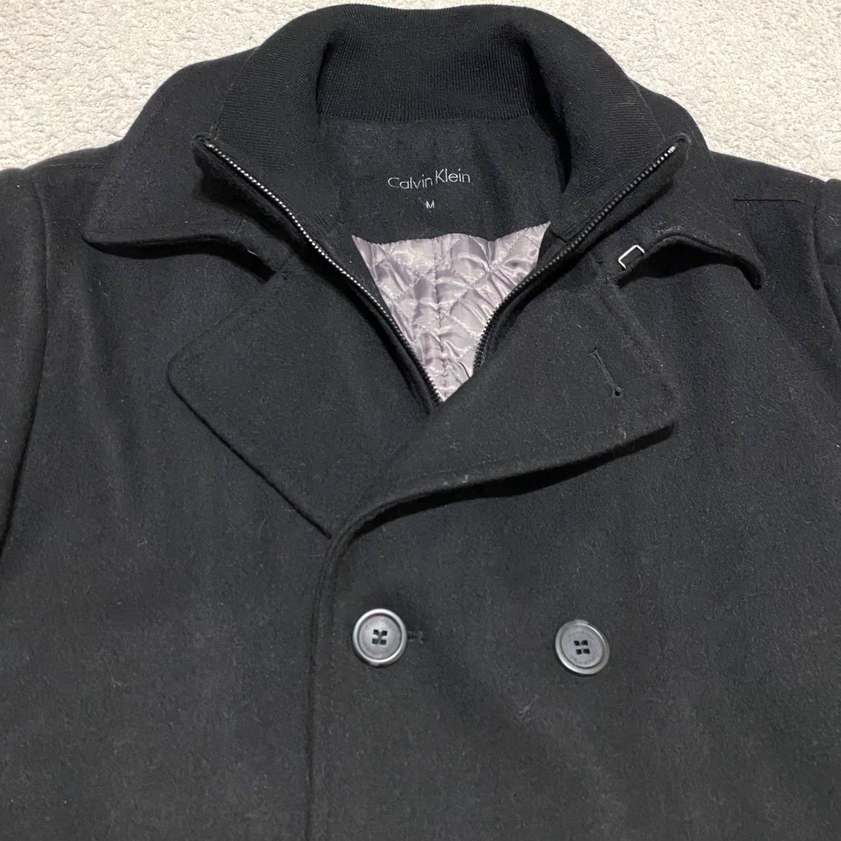 Calvin Klein Calvin Klein Mens Jacket Black Wool Blend Overcoat Zip Mid-Length Lined Quilted Button Front City Classic Designer 90s? Size US M / EU 48-50 / 2 - 7 Thumbnail