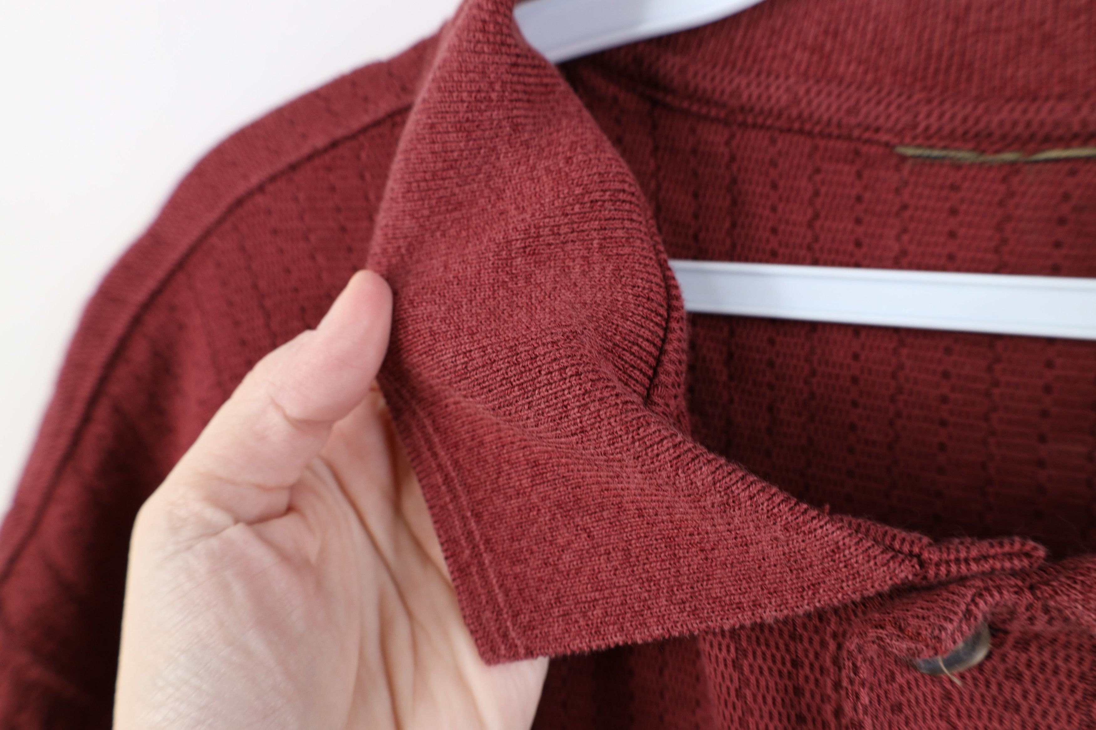 Vintage Vintage 90s Streetwear Gabardine Blend Knit Striped Polo Red Size US XL / EU 56 / 4 - 6 Thumbnail